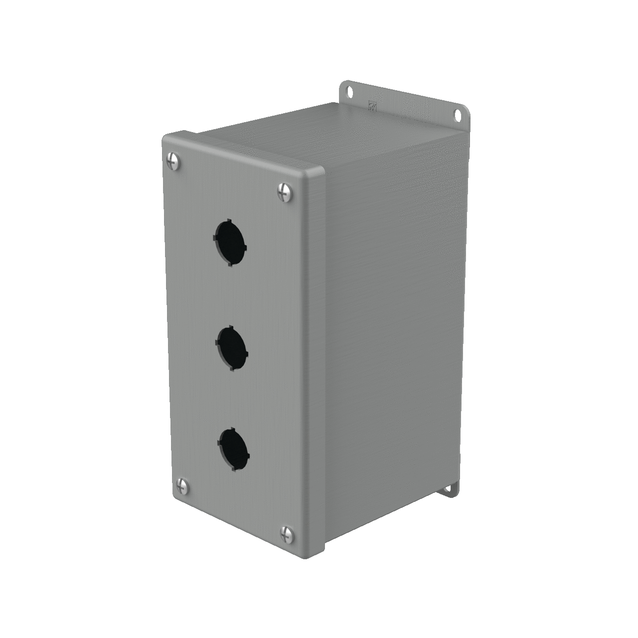 Extra-Deep Pushbutton Enclosure Type 12, 3PBx22.5mm, Gray, Steel