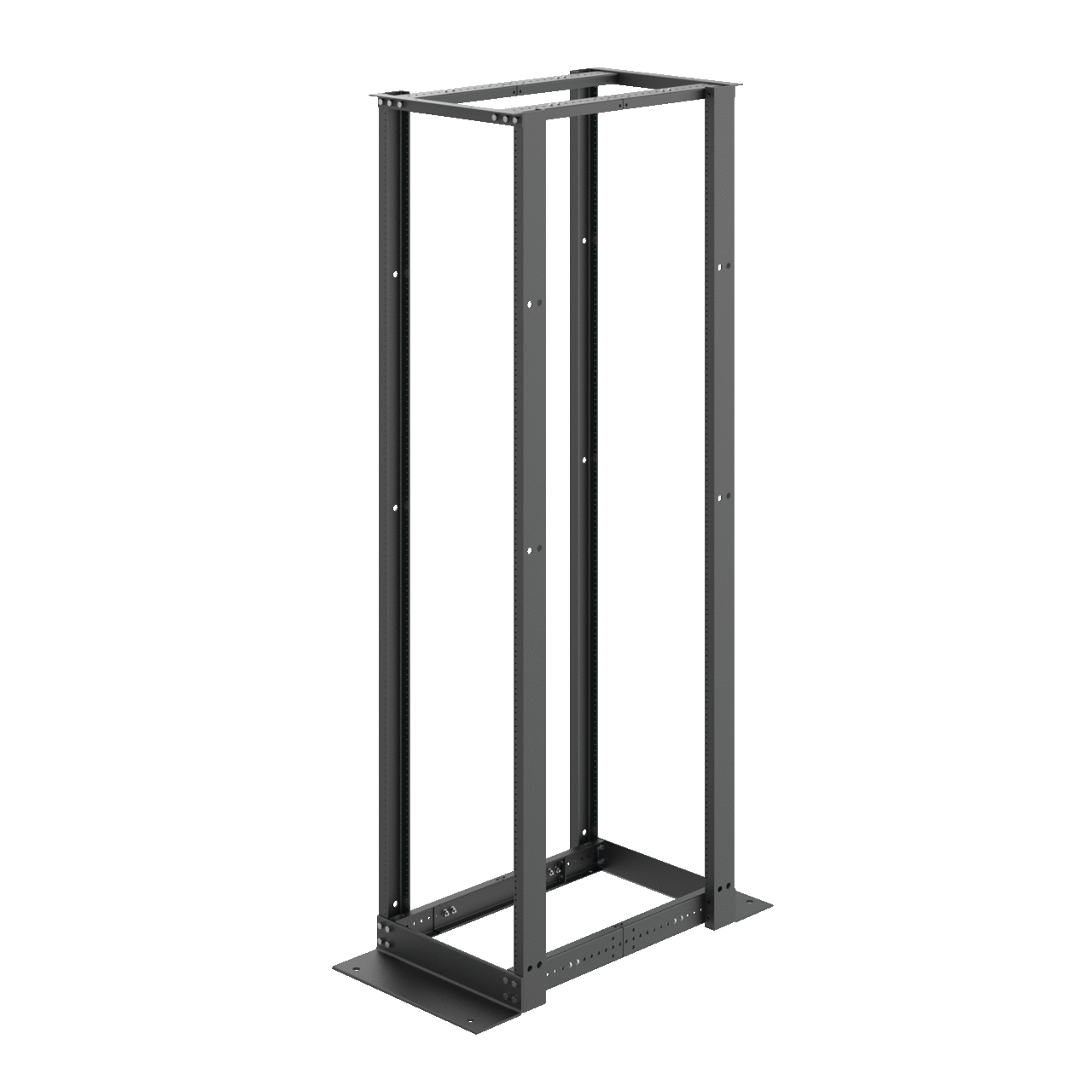 4-Post Open Frame Rack 45U, 84.00x20.25, Black, Aluminum, Tapped