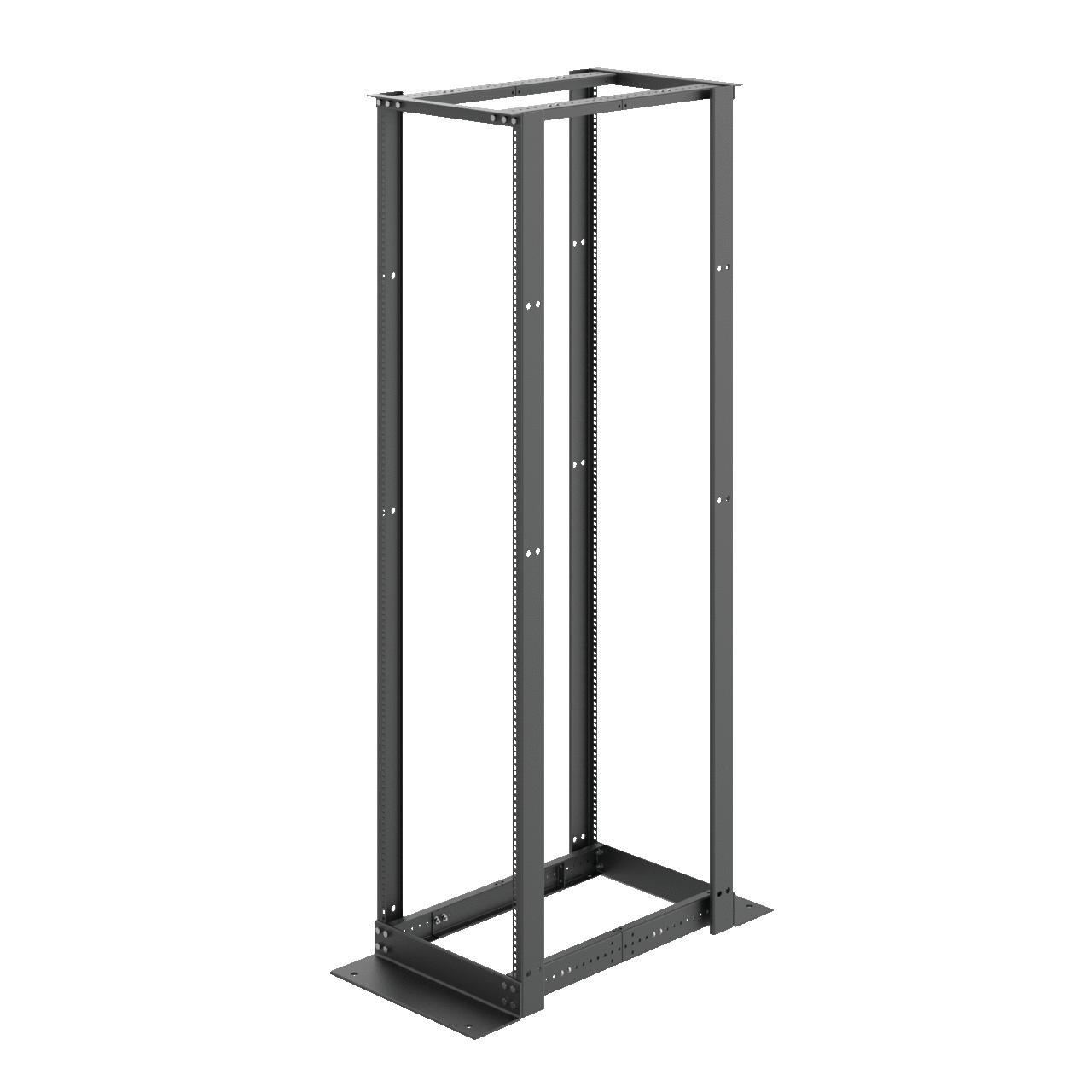 4-Post Open Frame Rack 45U, 84.00x20.25, Black, Aluminum, Square