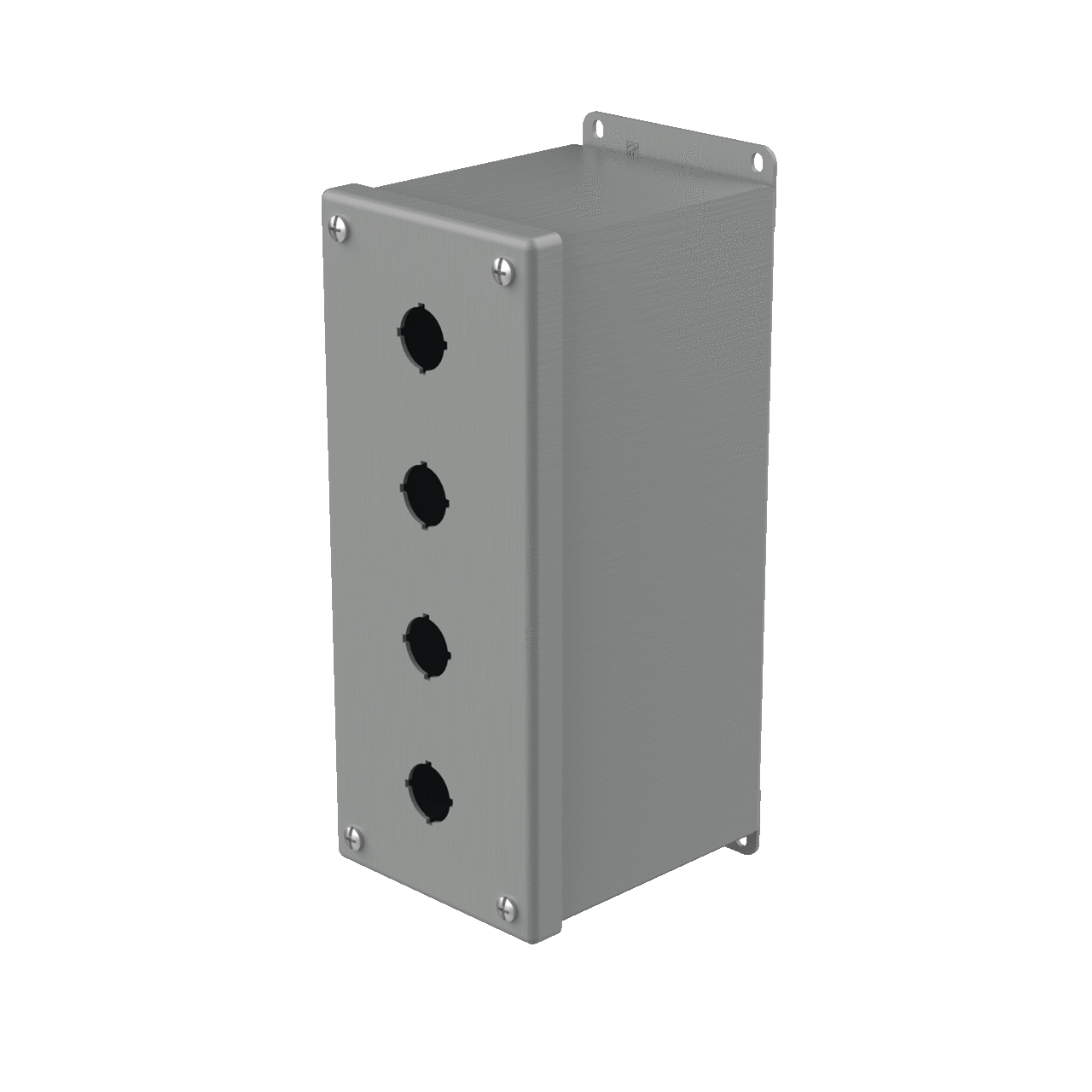 E4PBXM PB1 Extra Deep Pushbutton Enclosure, 10 in L x 4 in W x 4-3/4 in D, 4 Outlets, NEMA 12/IP65 NEMA Rating, Steel