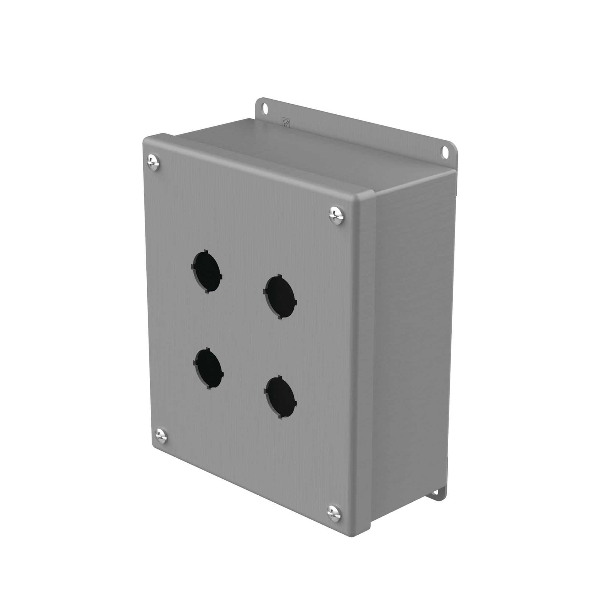 Pushbutton Square Enclosures Type 12, 4PBx22.5mm, Gray, Steel