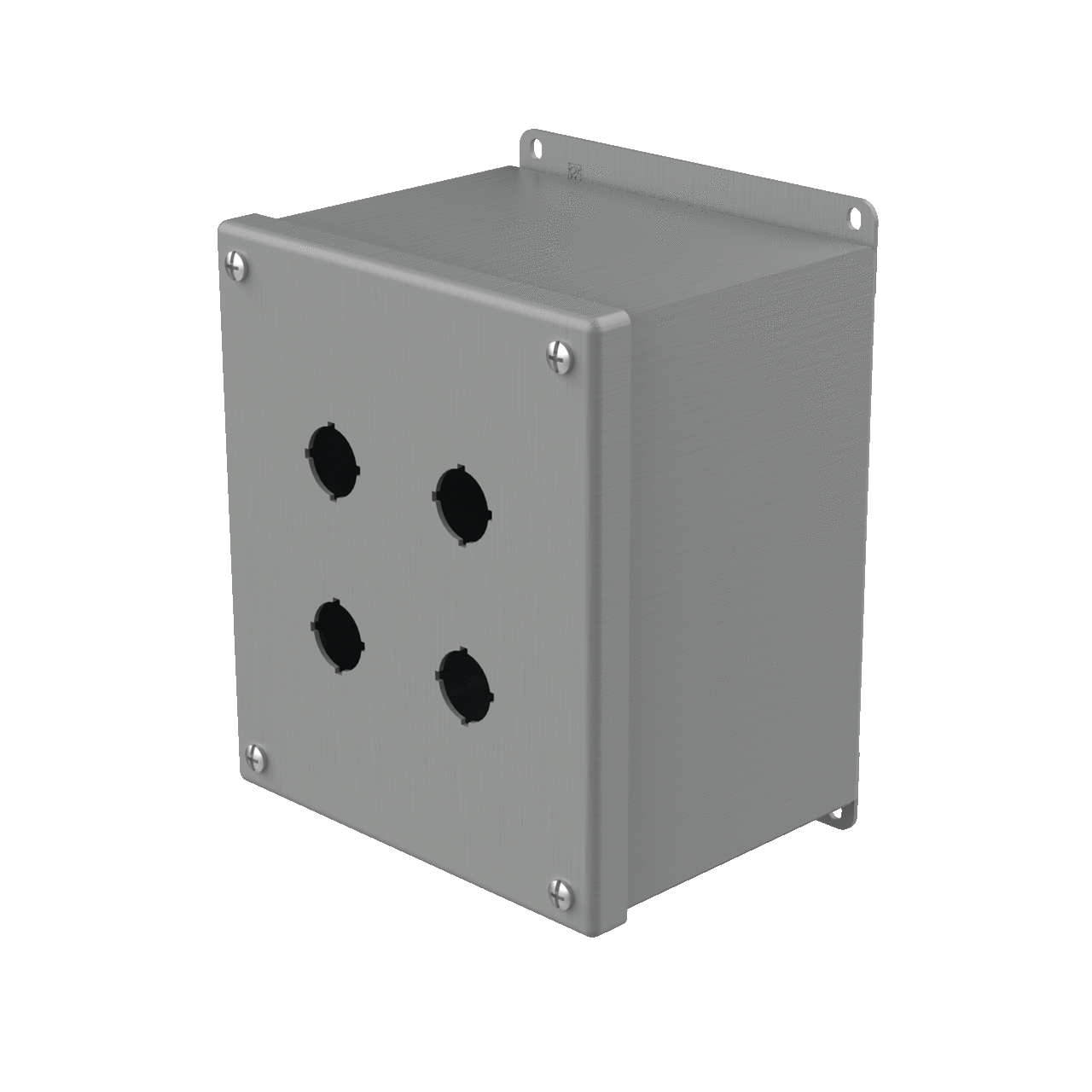 Extra-Deep Pushbutton Square Enclosure Type 12, 4PBx22.5mm, Gray, Steel