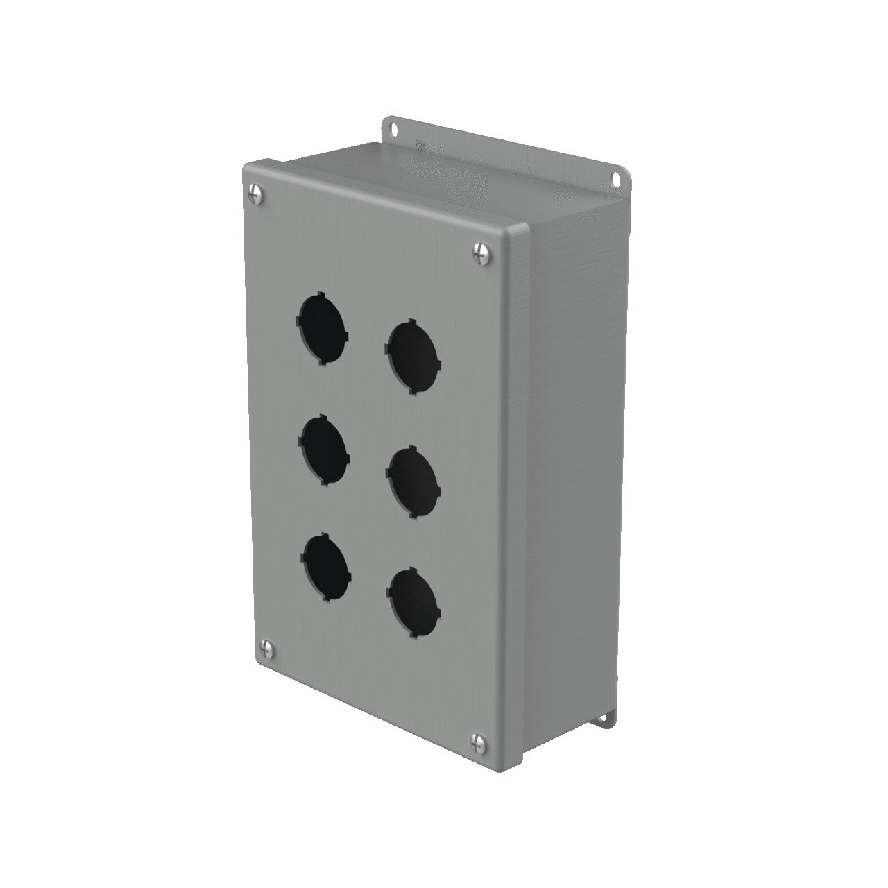 Pushbutton Square Enclosures Type 12, 6PBx30.5mm, Gray, Steel