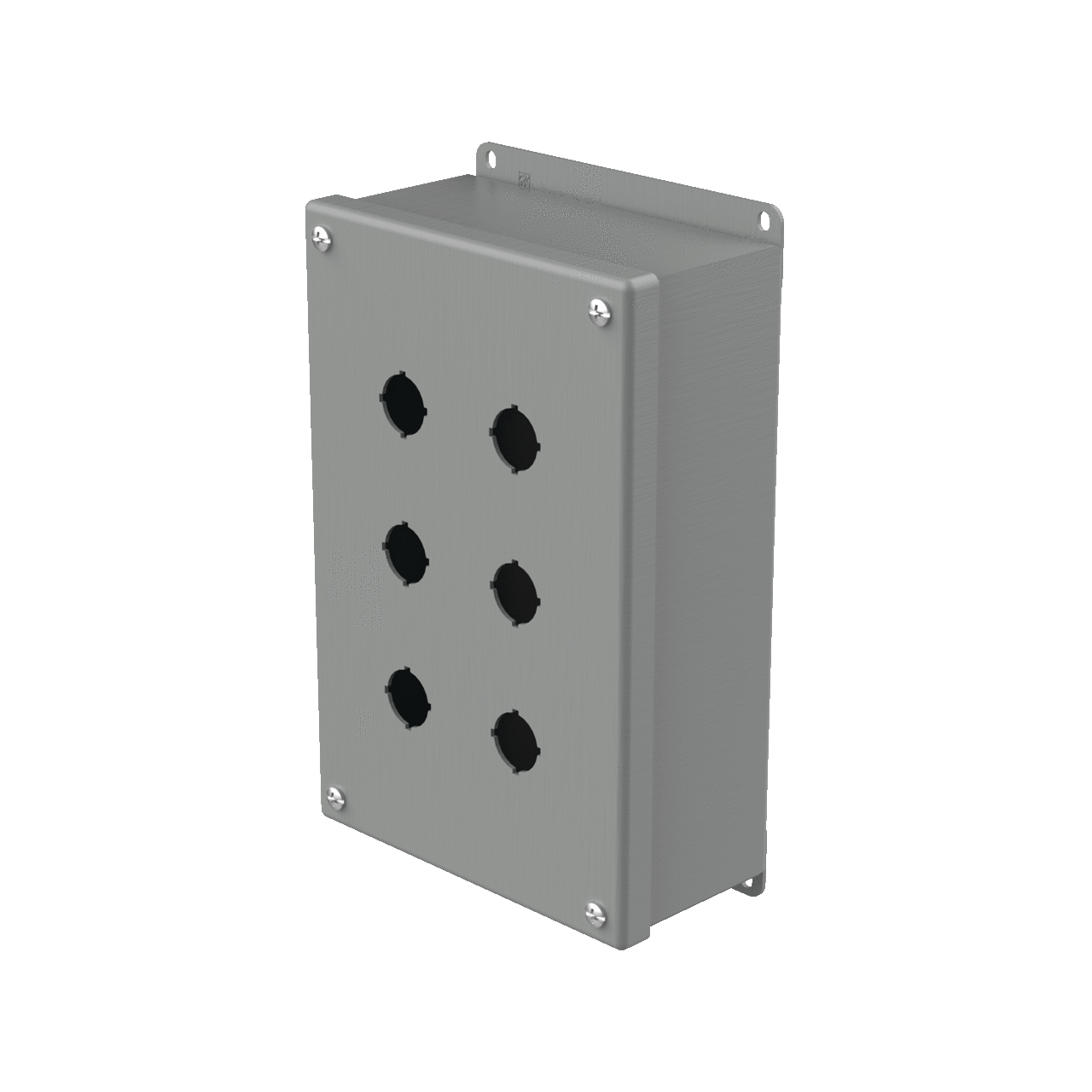 Pushbutton Square Enclosures Type 12, 6PBx22.5mm, Gray, Steel