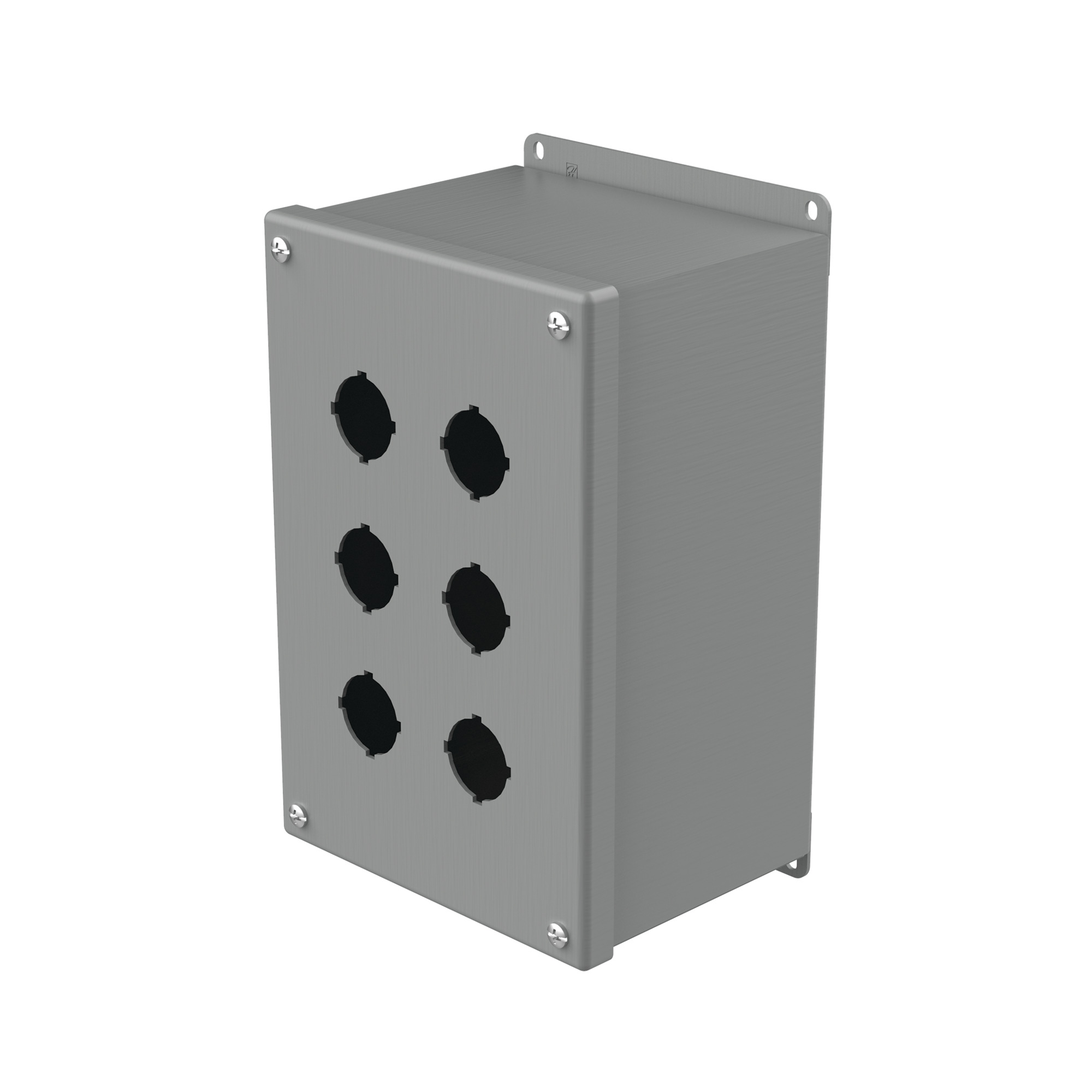 Extra-Deep Pushbutton Enclosure Type 12, 6PBx30.5mm, Gray, Steel