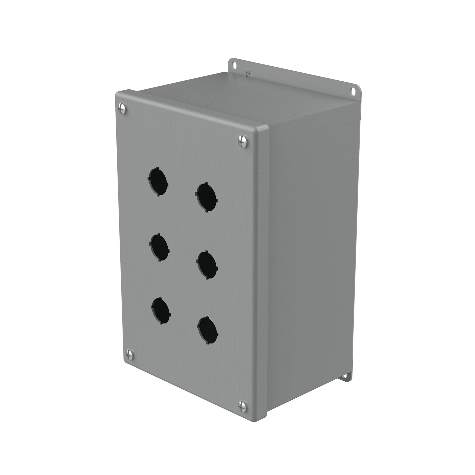 Extra-Deep Pushbutton Enclosure Type 12, 6PBx22.5mm, Gray, Steel