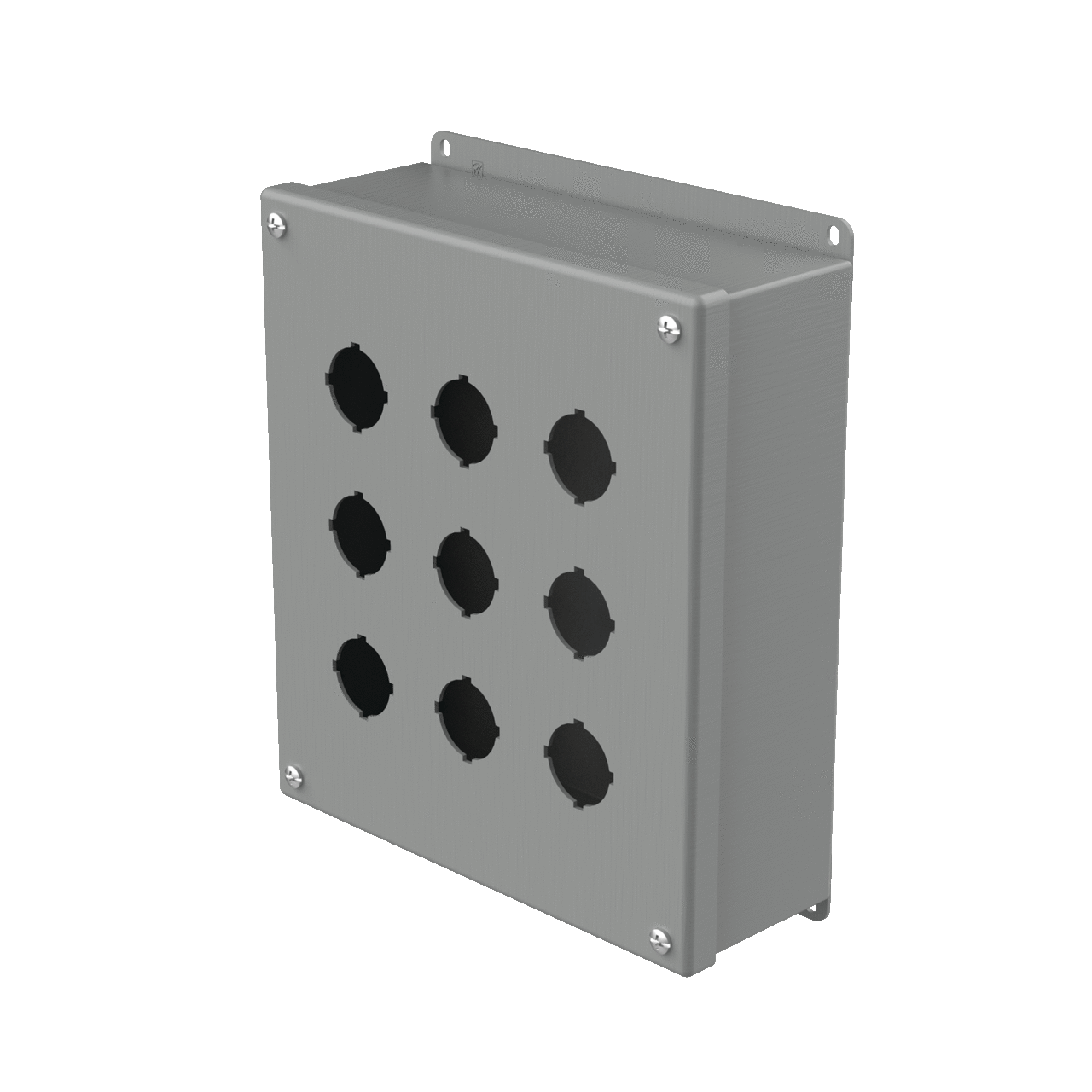 Pushbutton Enclosures Type 12, 9PBx30.5mm, Gray, Steel