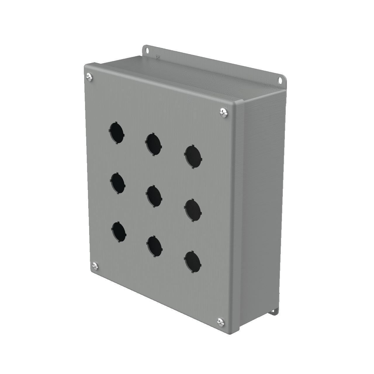 Pushbutton Enclosures Type 12, 9PBx22.5mm, Gray, Steel