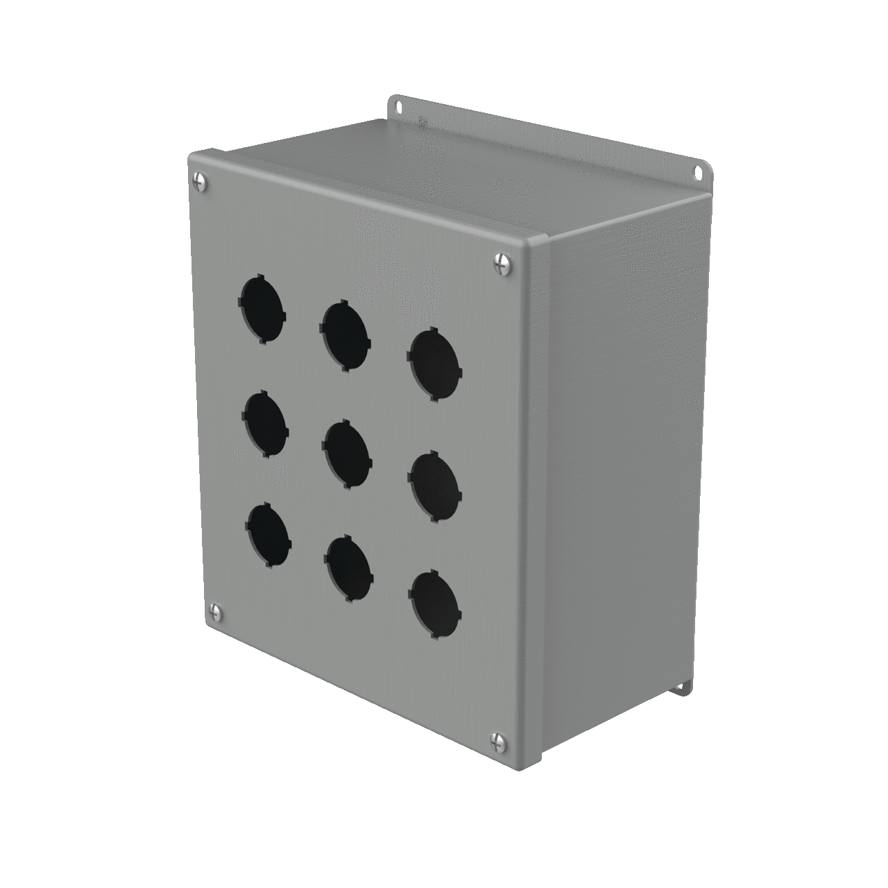 Extra-Deep Pushbutton Enclosure Type 12, 9PBx30.5mm, Gray, Steel