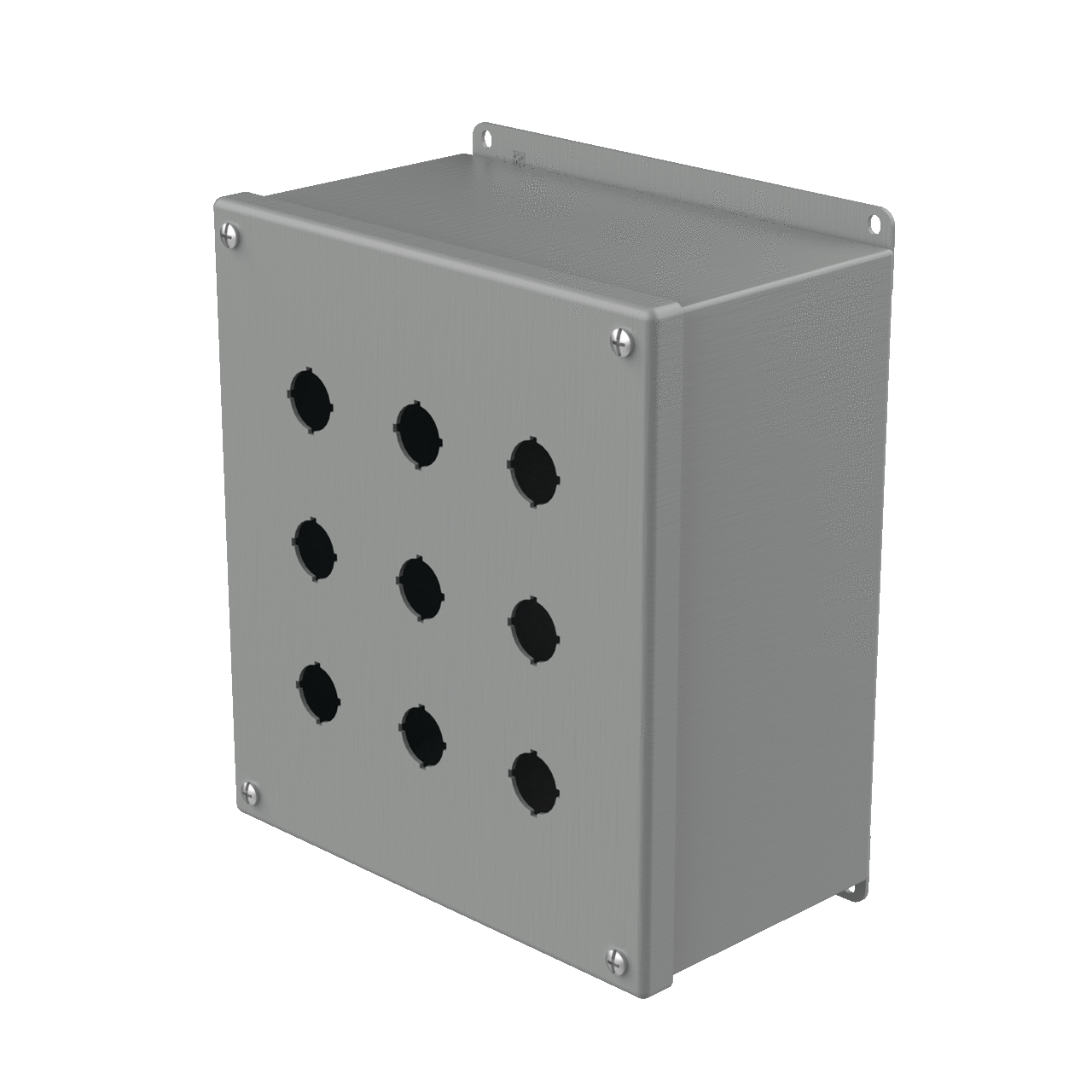 Extra-Deep Pushbutton Enclosure Type 12, 9PBx22.5mm, Gray, Steel