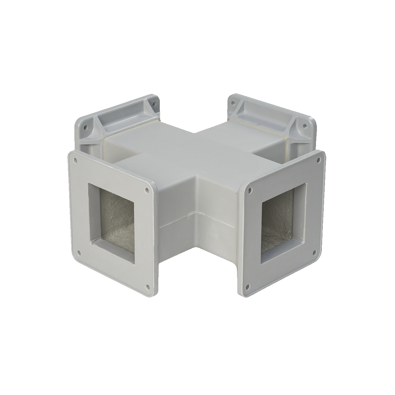Cross Fitting Feed-Through, 4.00x4.00, Gray, Fiberglass