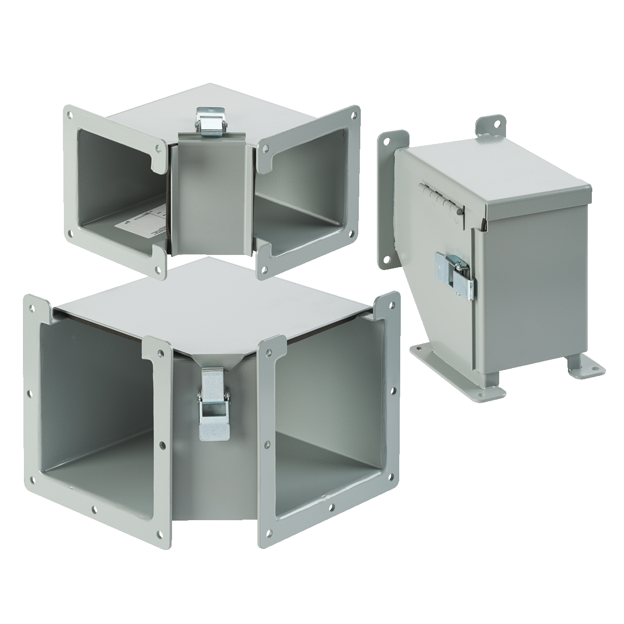90-Degree Elbows, 6.00x6.00, Gray, Steel, Top Opening