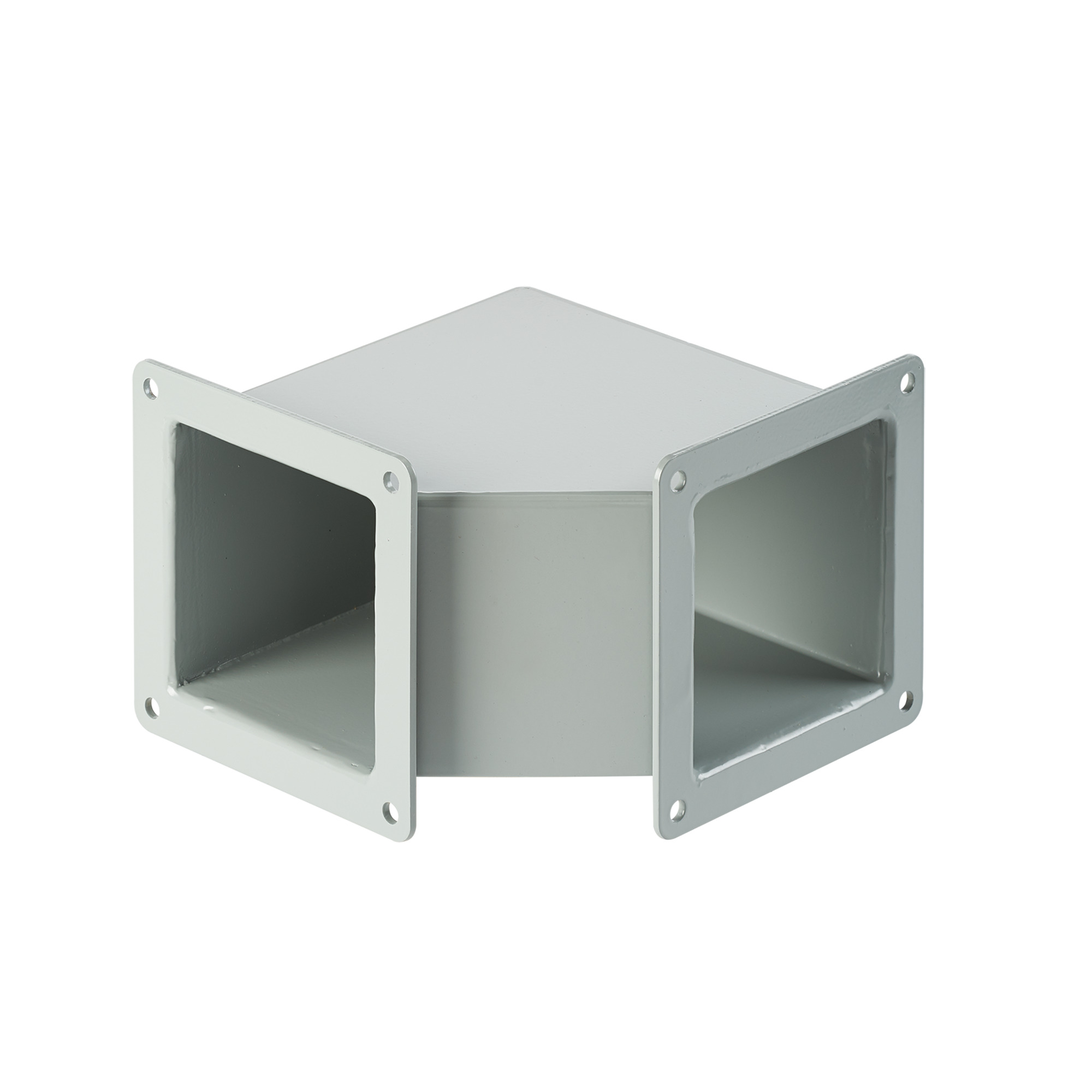 Elbow 90-Degree Feed-Through Wireway, 8.00x8.00, Gray, Mild Steel