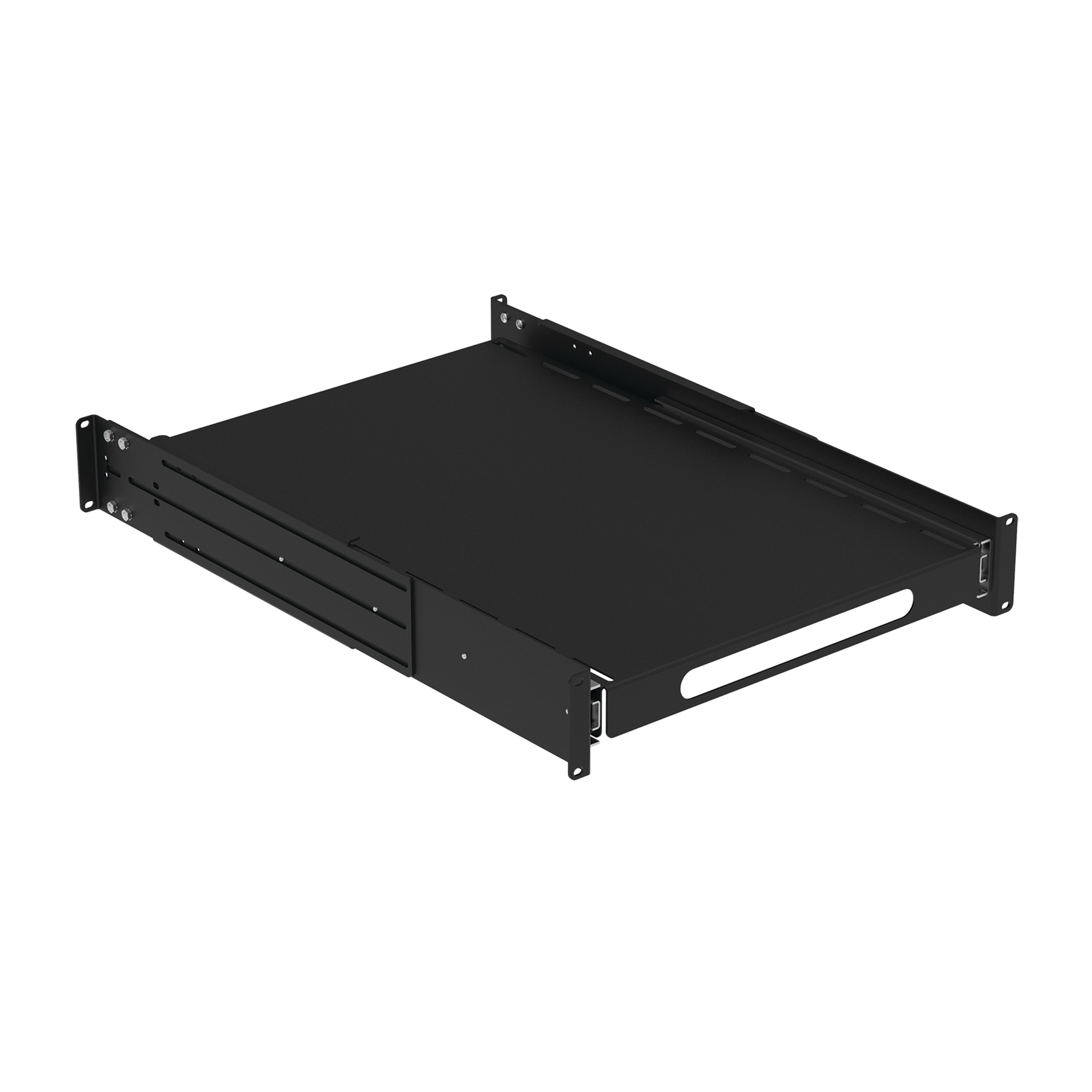 Rack-Mount Sliding Shelf, 19in, 2U, fits 600-800, Black