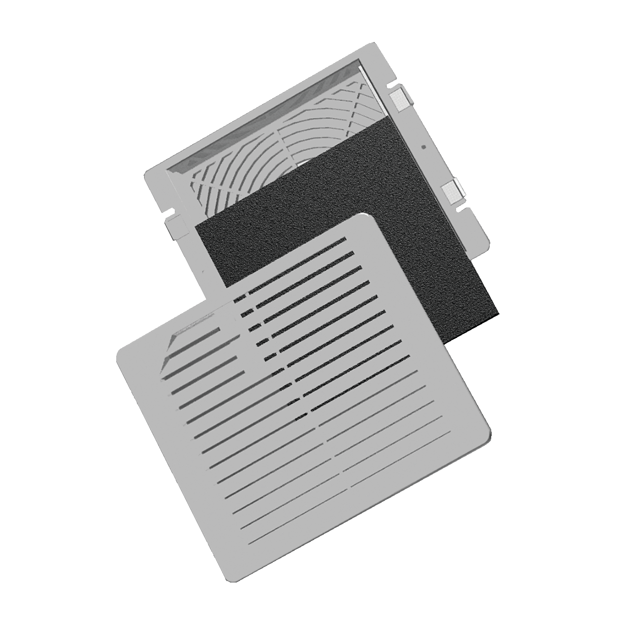 TFP Exhaust Grilles, fits 4 in. Pkg, Lt Gray, ABS