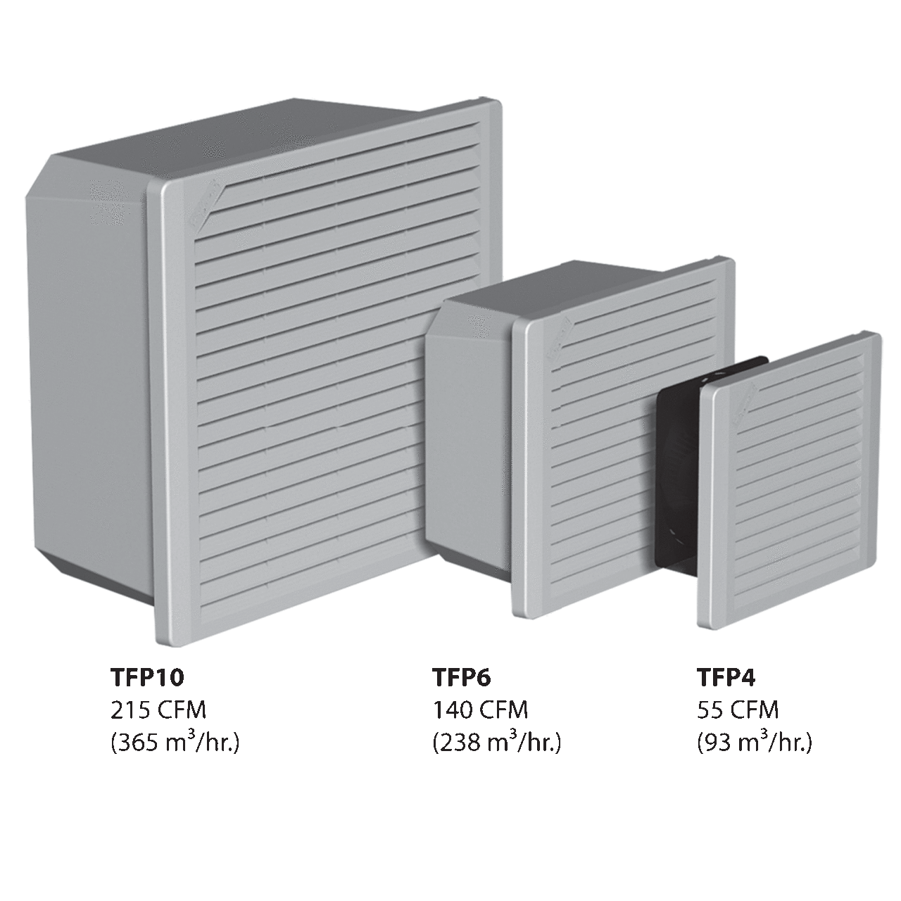 TFP6 Side-Mount Filter Fan Type 12, 115V 60CFM, Light Gray, Composite