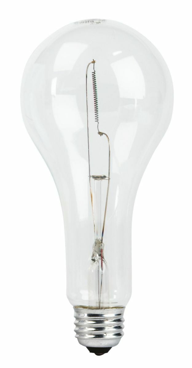 Standard Life Incandescent PS Base Lamps Imparts a sparkling radiance to larger luminaires. Standard Life Incandescent, vacuum or gas-filled lamp has a crystal clear bulb and a completely visible filament, so the brightness of the light is not 'softened.' It imparts a sparkling radiance to larger luminaires and wall brackets with textured or satin-etched glass adn cut crystal. It is the appropriate lalmp for large luminaires with clear glass bowls, mounted indoors or outdoors. It is recommended in all such cases where brilliance and sparkle are more important than the avoidance of glare. These lamps are also used for indirect lighting in closed luminaires. Single coil or coiled-coil filament.;Crystal clear bulbfor brilliance and sparkle.;Available in 200W, 300W , 500W, and 750W versions. Suited for a wide range of applications in areas surrounding homes, public buildings, retail outlets, factories, warehouses and outdoor factory yards.