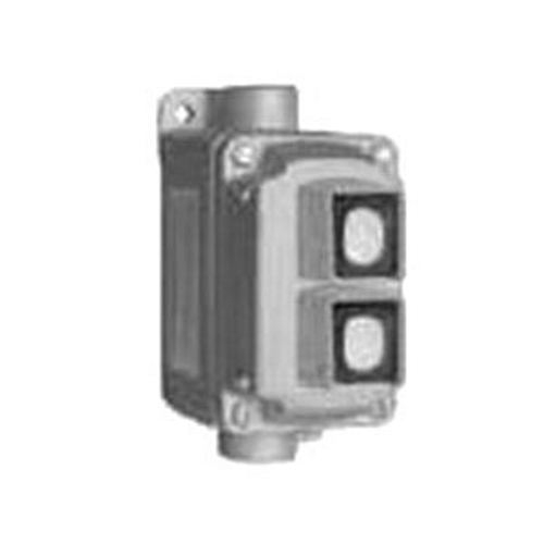 Pushbutton Control Station, 1-Gang 2-Circuit Dead End, Series: EFDB, 600 VAC, 10 A, 1NC-1NO Contact Configuration, Momentary Contact Mode, 10 A at 600 VAC Contact, Legend: Start/Stop, NEMA 3 NEMA Rating, Surface Mounting, Malleable Iron, Triple Coated, 4.63 in H x 6.19 in W x 4.69 in D Dimensions