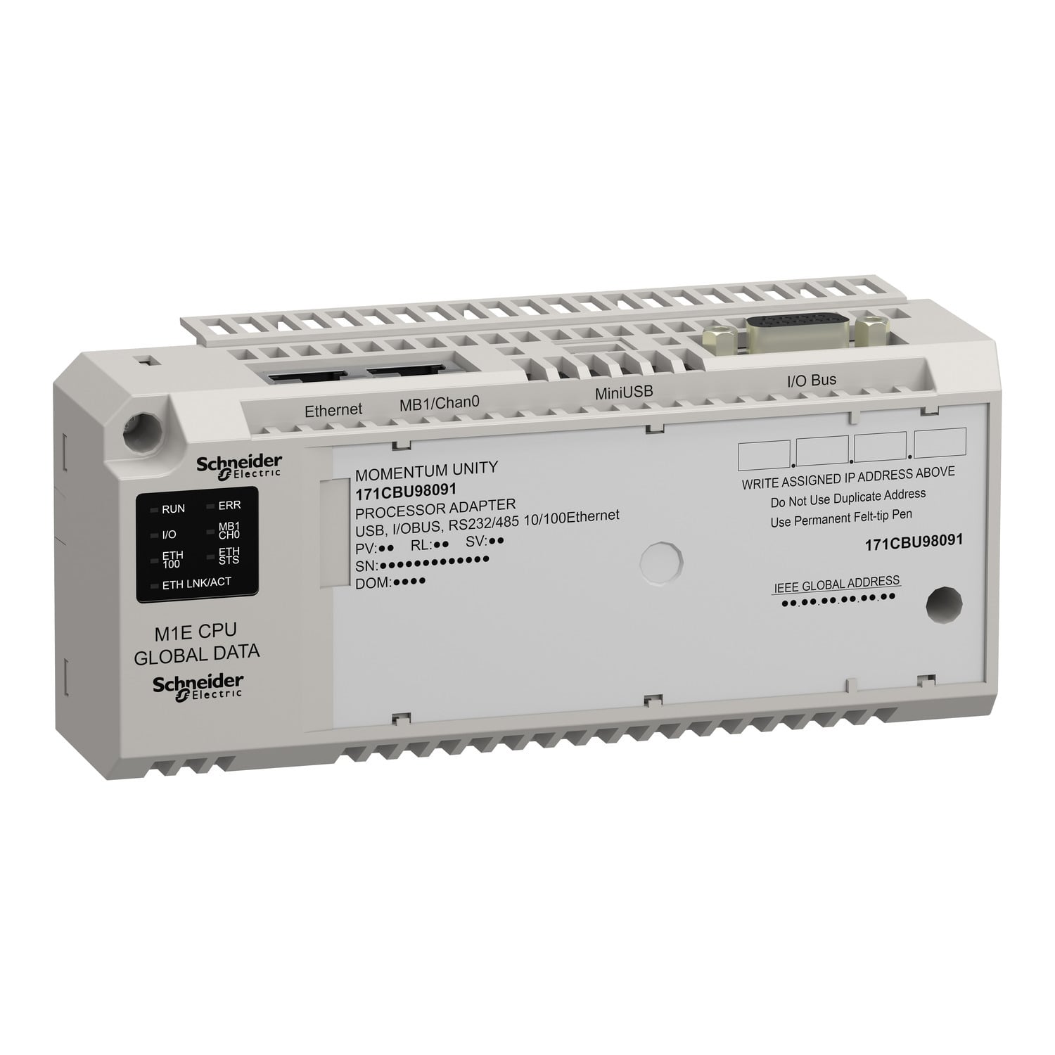 Unity M1E processor - RS232/485 - Ethernet - USB - I/O bus - global data