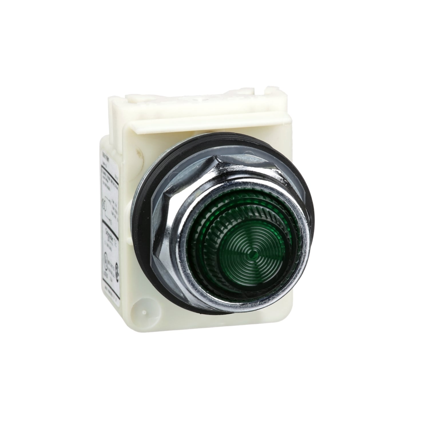 Pilot light, Harmony 9001K, metal, polycarbonate, fresnel lens, green, 30mm, 120VAC