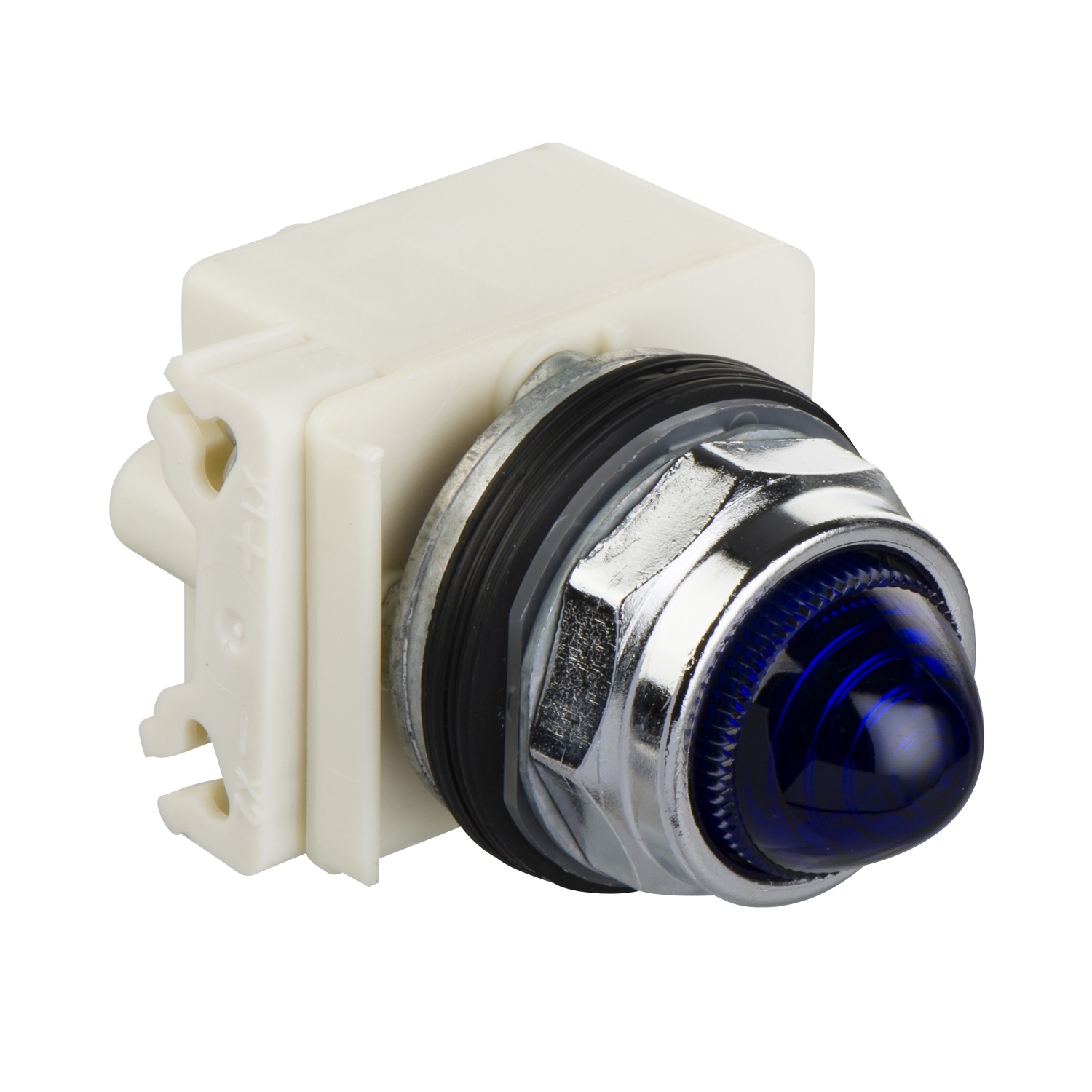 Pilot light, Harmony 9001K, metal, polycarbonate, domed, blue, 30mm, 24...28V