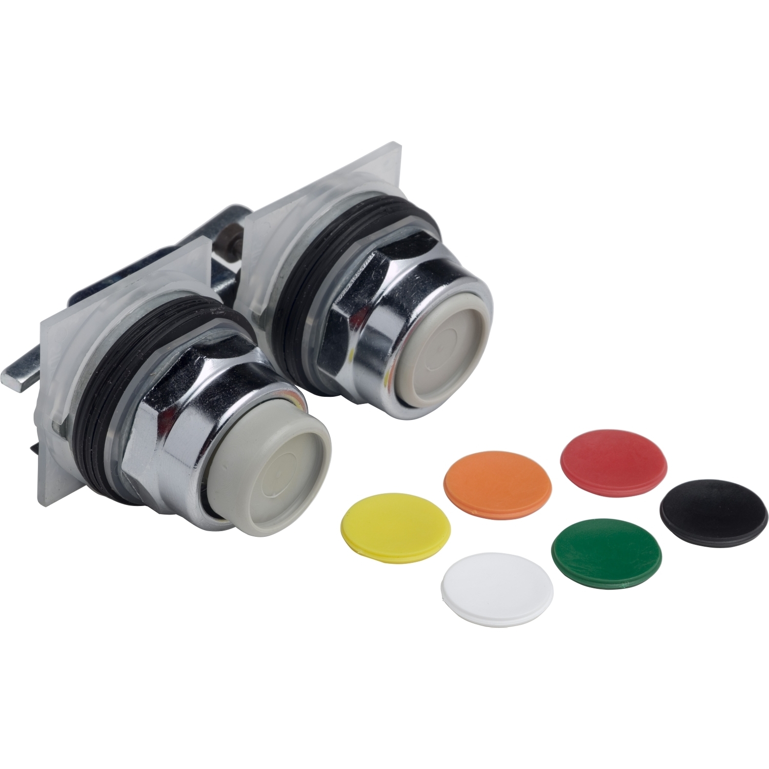 Head for spring return push button, Harmony 9001K, metal, flush, 7 colours choice, 30mm, stay put, with mechanical interlocking