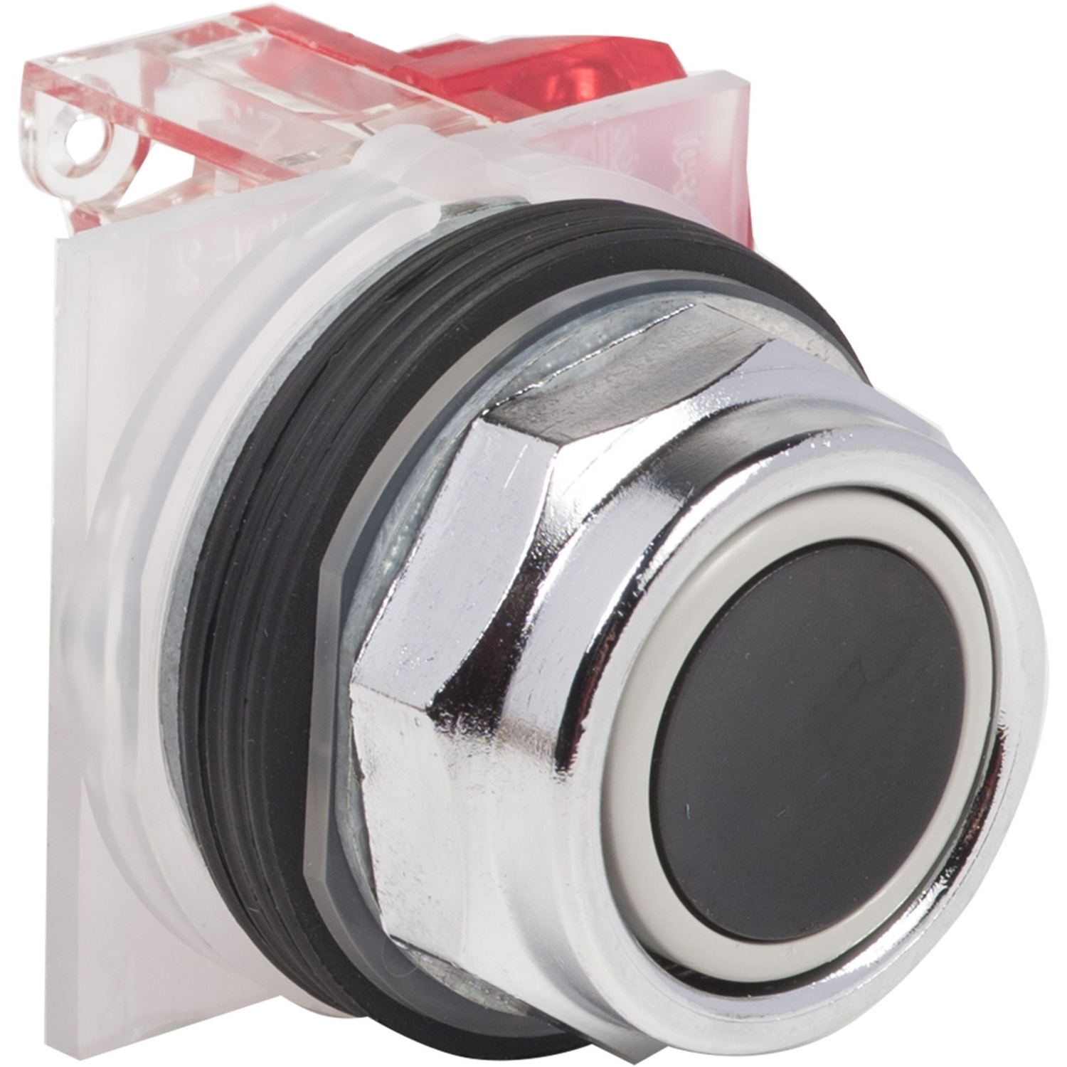 Push-button, Harmony 9001K, metal, flush, black, 30mm, spring return, 1 NC