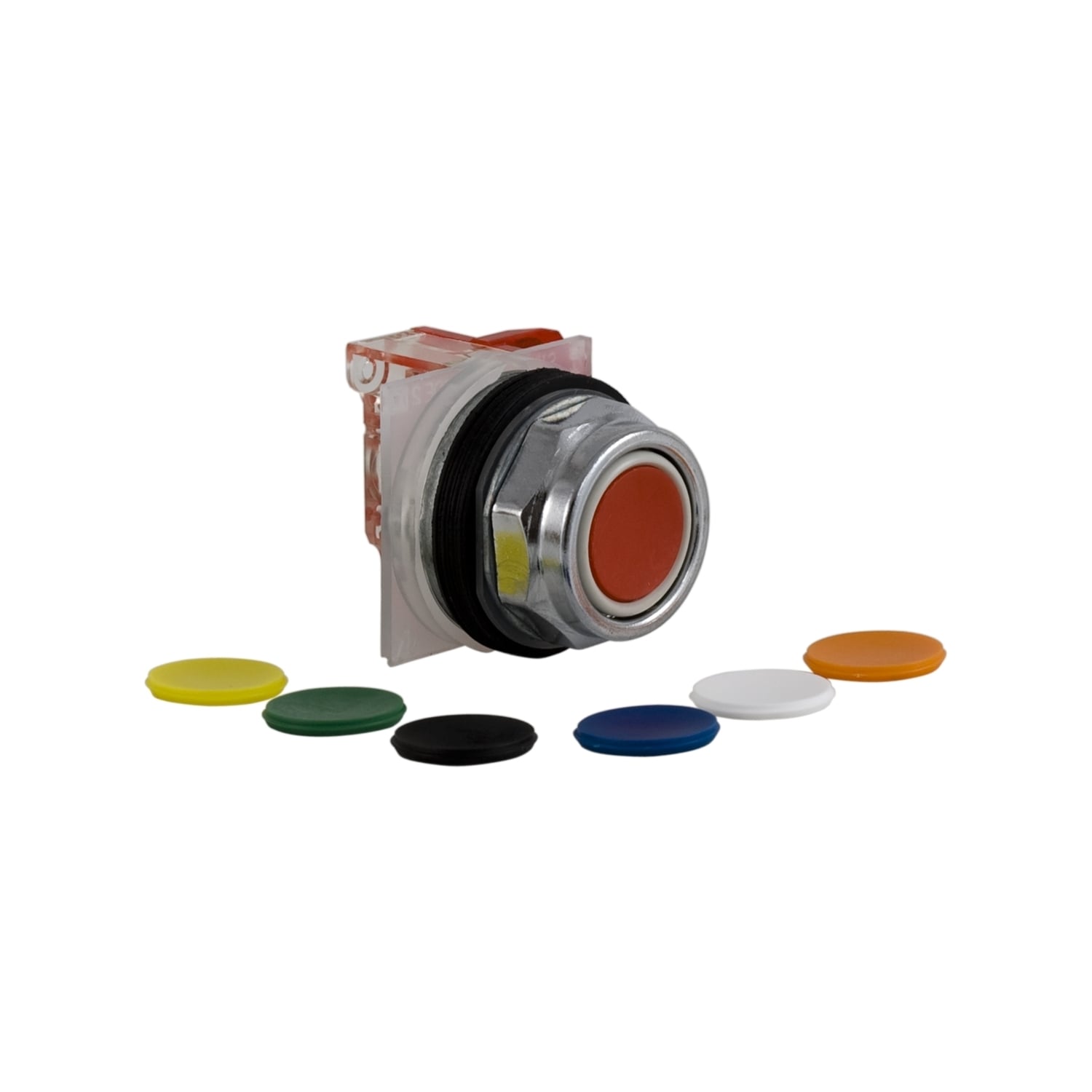 Push-button, Harmony 9001K, metal, flush, 7 colours choice, 30mm, spring return, 1 NC