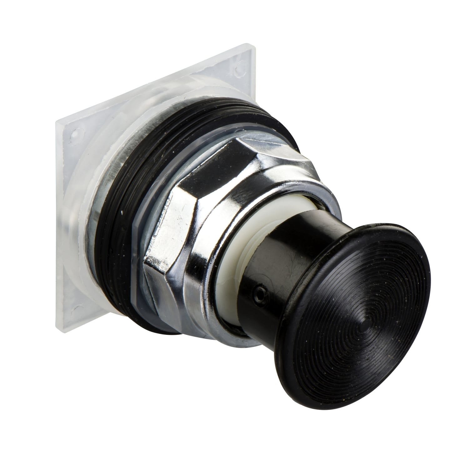 Push-button head, Harmony 9001K, metal, mushroom 35mm, black, 30mm, spring return