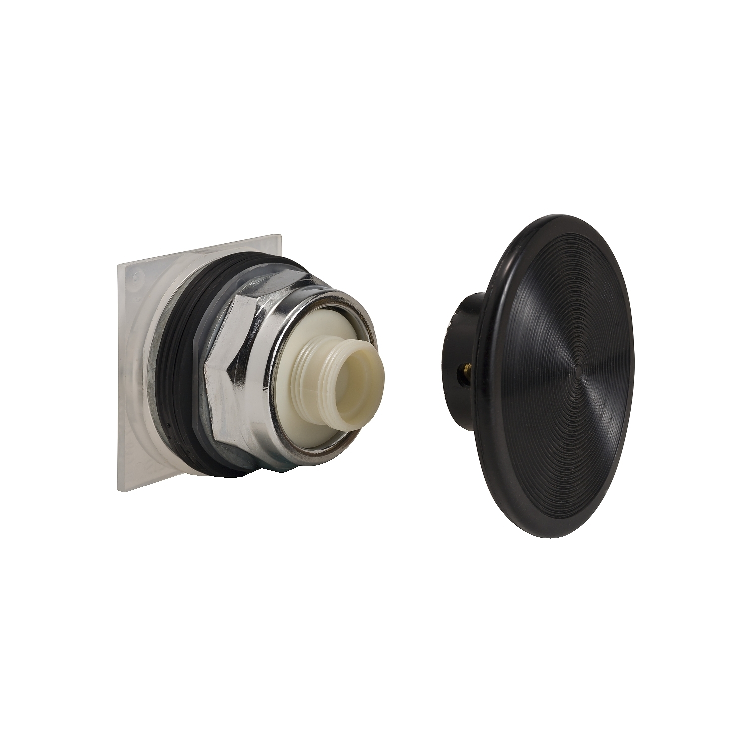 Push-button head, Harmony 9001K, metal, mushroom 57mm, black, 30mm, spring return