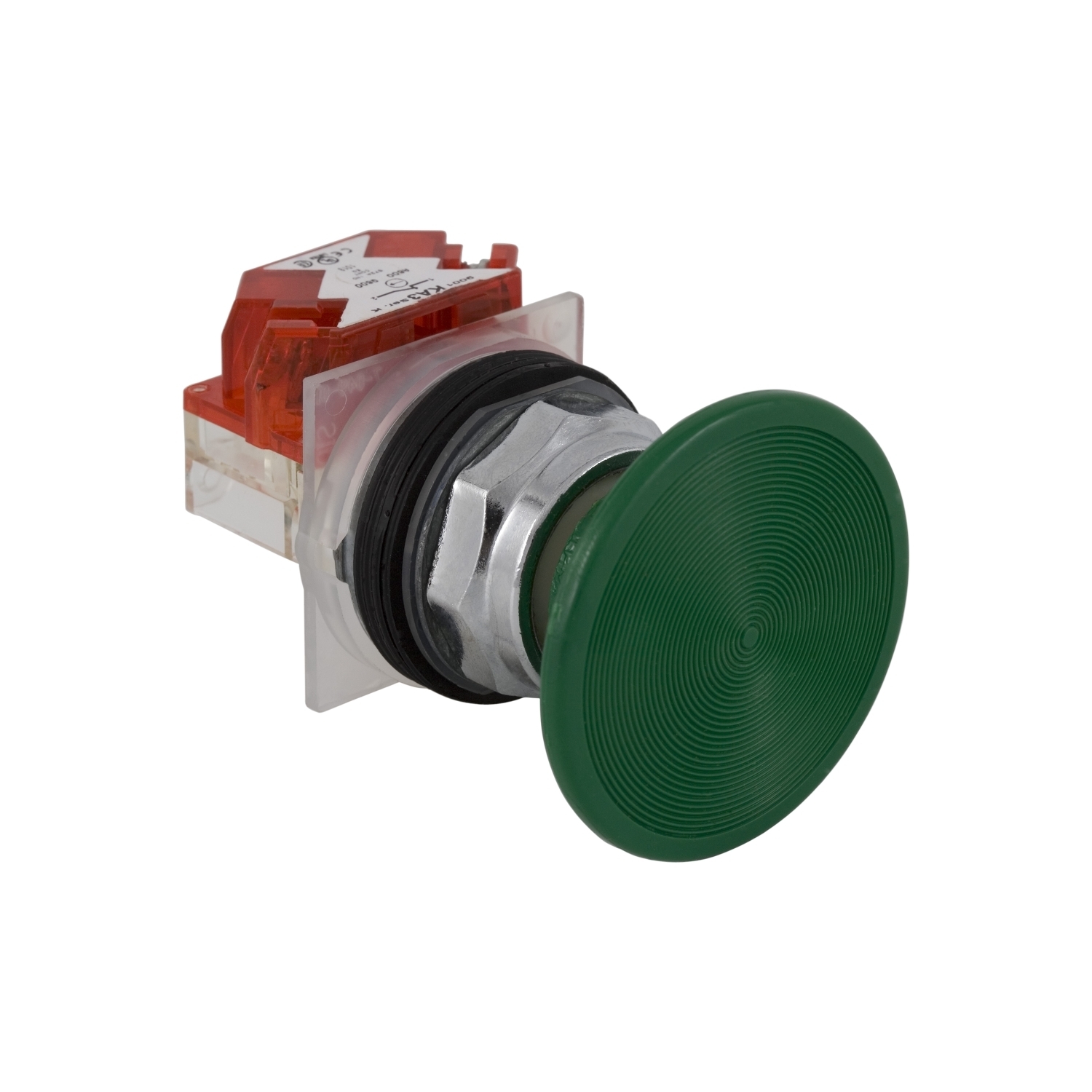 Head for spring return push button, Harmony 9001K, metal, mushroom 57mm, green, 30mm