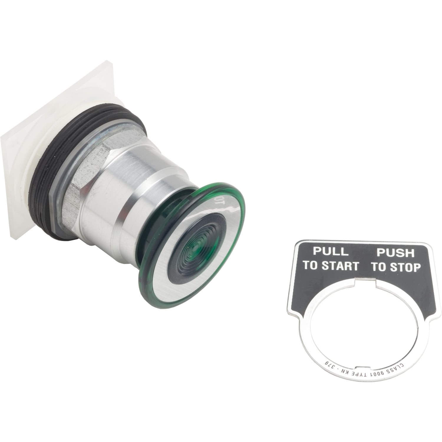 Head for spring return push button, Harmony 9001K, metal, green, mushroom 41mm, 30mm, 3 positions
