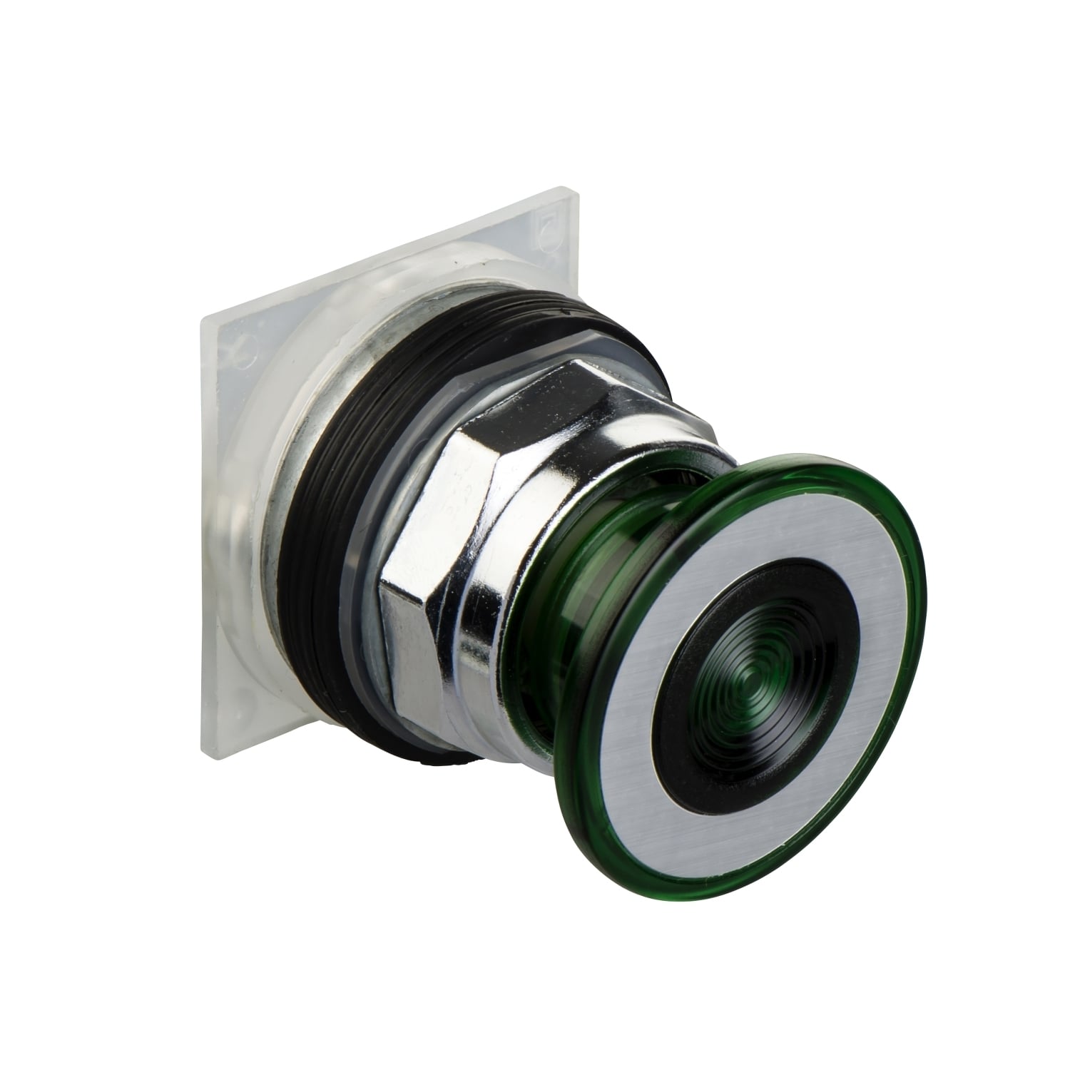 Push-button head, Harmony 9001K, metal, mushroom 41mm, green, 30mm, 2 positions, push-pull