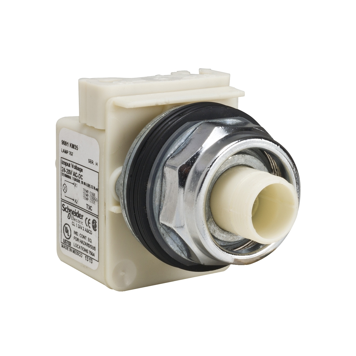 Illuminated push-button head, Harmony 9001K, metal, without mushroom, 30mm, 2 positions, push-pull, 110-120V