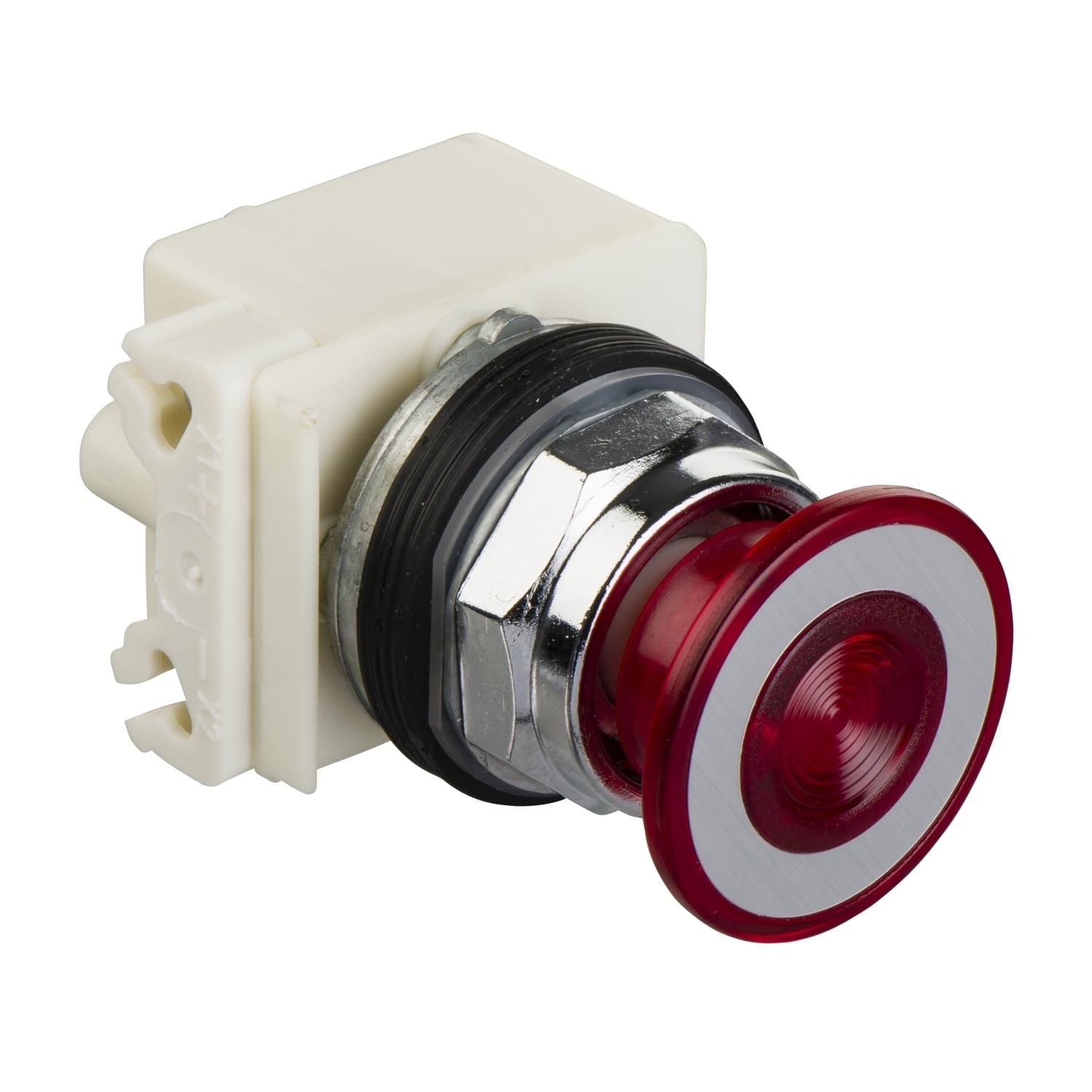 Illuminated push button head, Harmony 9001K, metal, mushroom 41mm, red, 30mm, 2 positions, push-pull, LED red, 24...28V