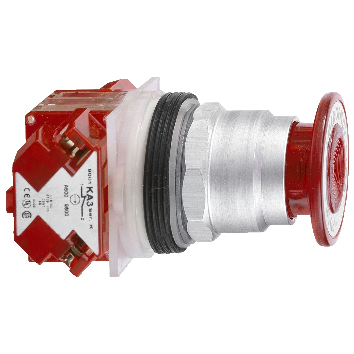 Push-button, Harmony 9001K, metal, mushroom 57mm, red, 30mm, 2 positions, push-pull, 1 NC
