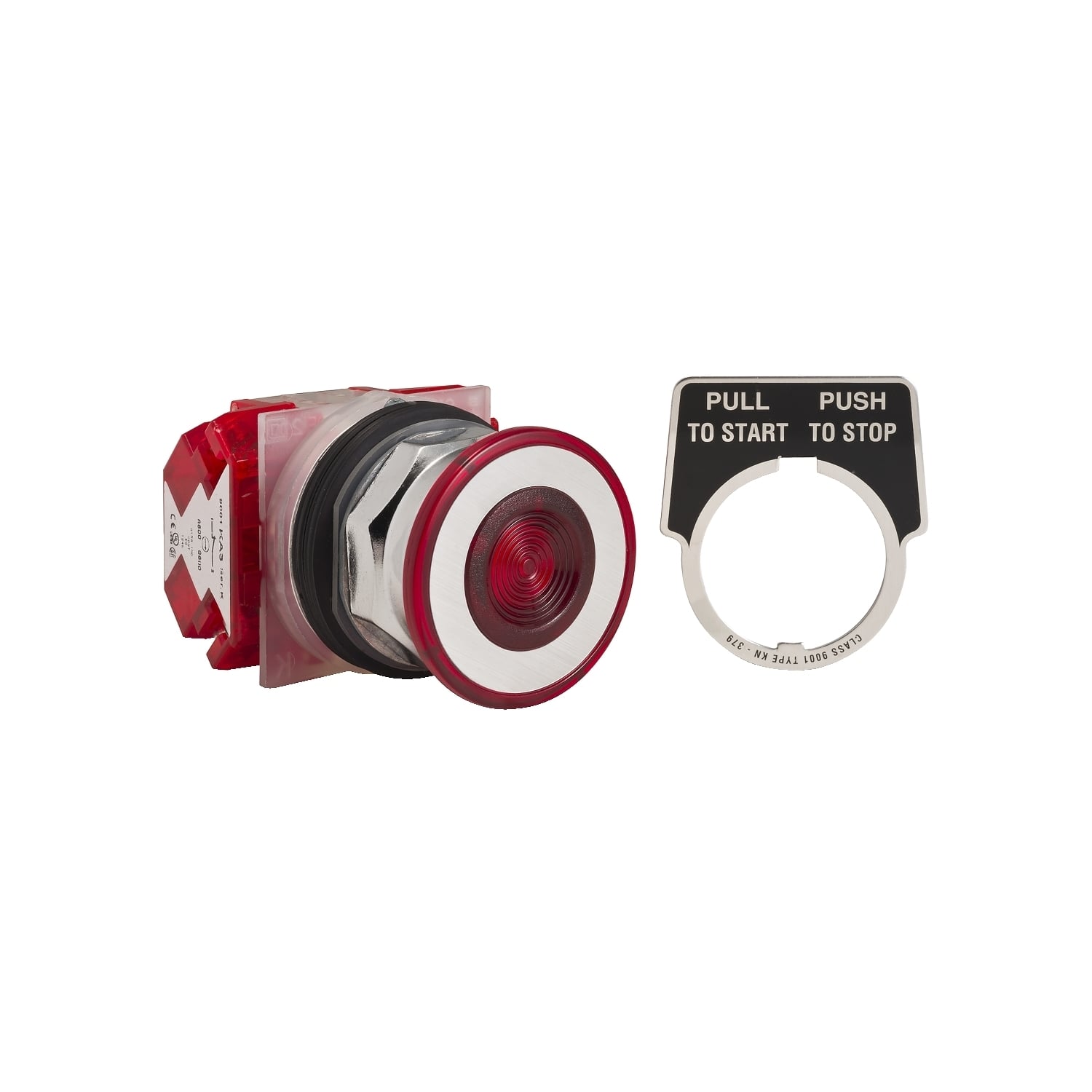 Push button, Harmony 9001K, metal, mushroom 41mm, red, 30mm, 2 positions, push pull, 2NC