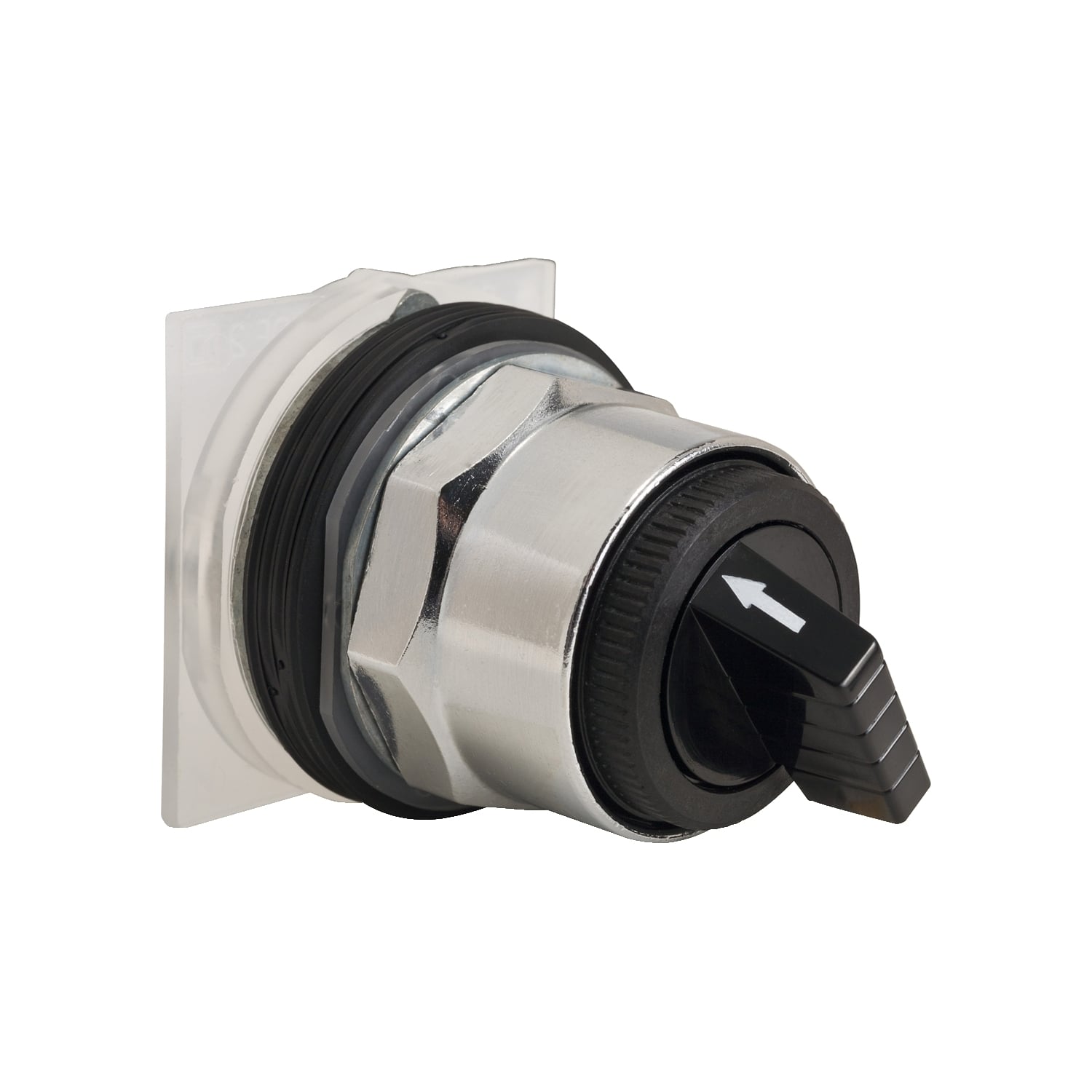 Selector switch head, Harmony 9001K, metal, standard handle, black, 30mm, 2 positions, Cam D, stay put