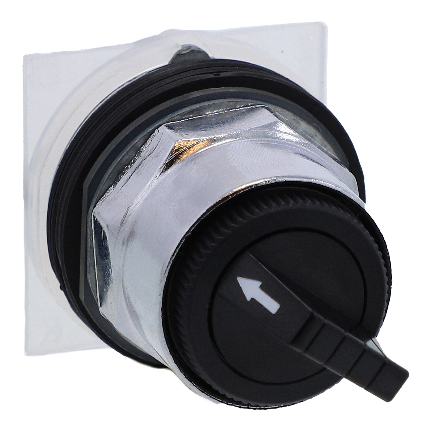 Selector switch head, Harmony 9001K, metal, standard handle, black, 30mm, 2 positions, spring return left to right