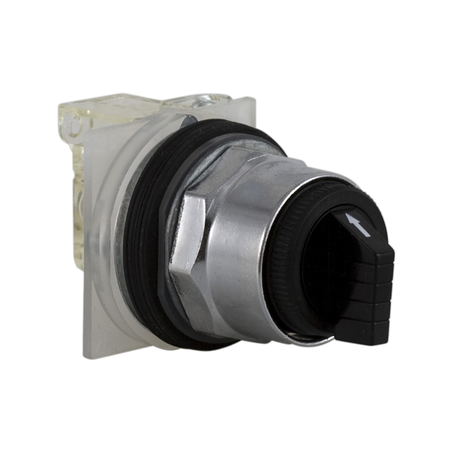 Selector switch, Harmony 9001K, metal, black, standard handle, 30mm, 3 positions, stay put, 1 changeover
