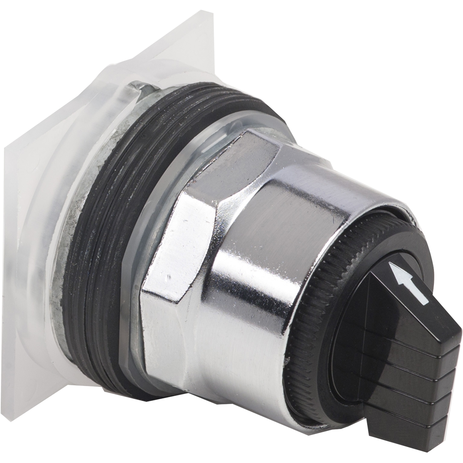 Selector switch head, Harmony 9001K, metal, standard handle, black, 30mm, 3 positions, spring return right to center