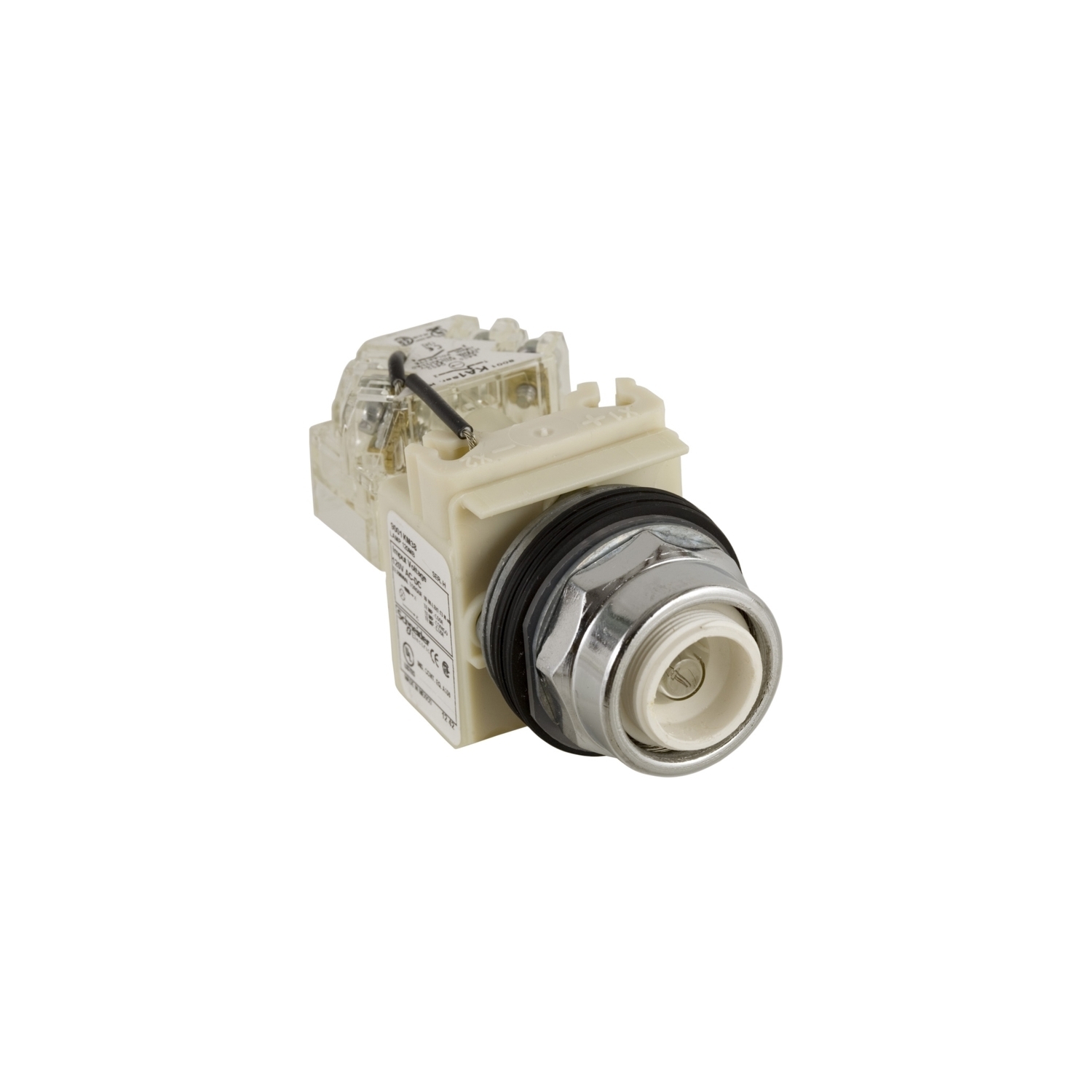 Push-to-test pilot light head, Harmony 9001K, metal, without cap, 30mm, 120V