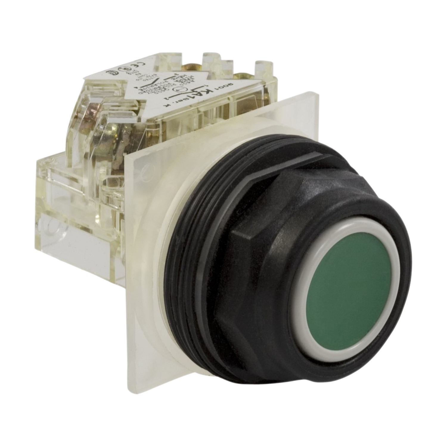 Pushbutton, Non-Illum'd Green, Momentary, 1NO-1NC, 30mm, 10A, 600V, Screw Clamp