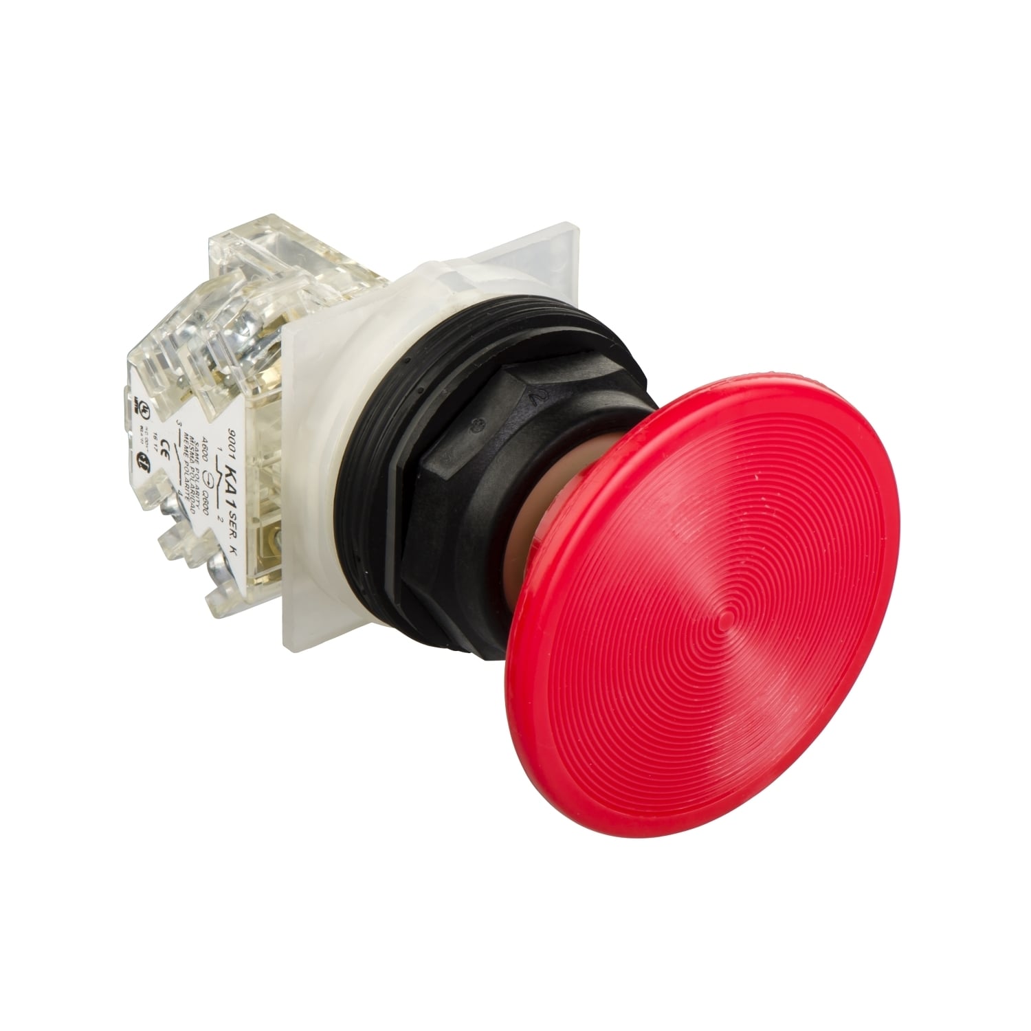 Push-button head, Harmony 9001SK, plastic, mushroom 35mm, red, 30mm, spring return