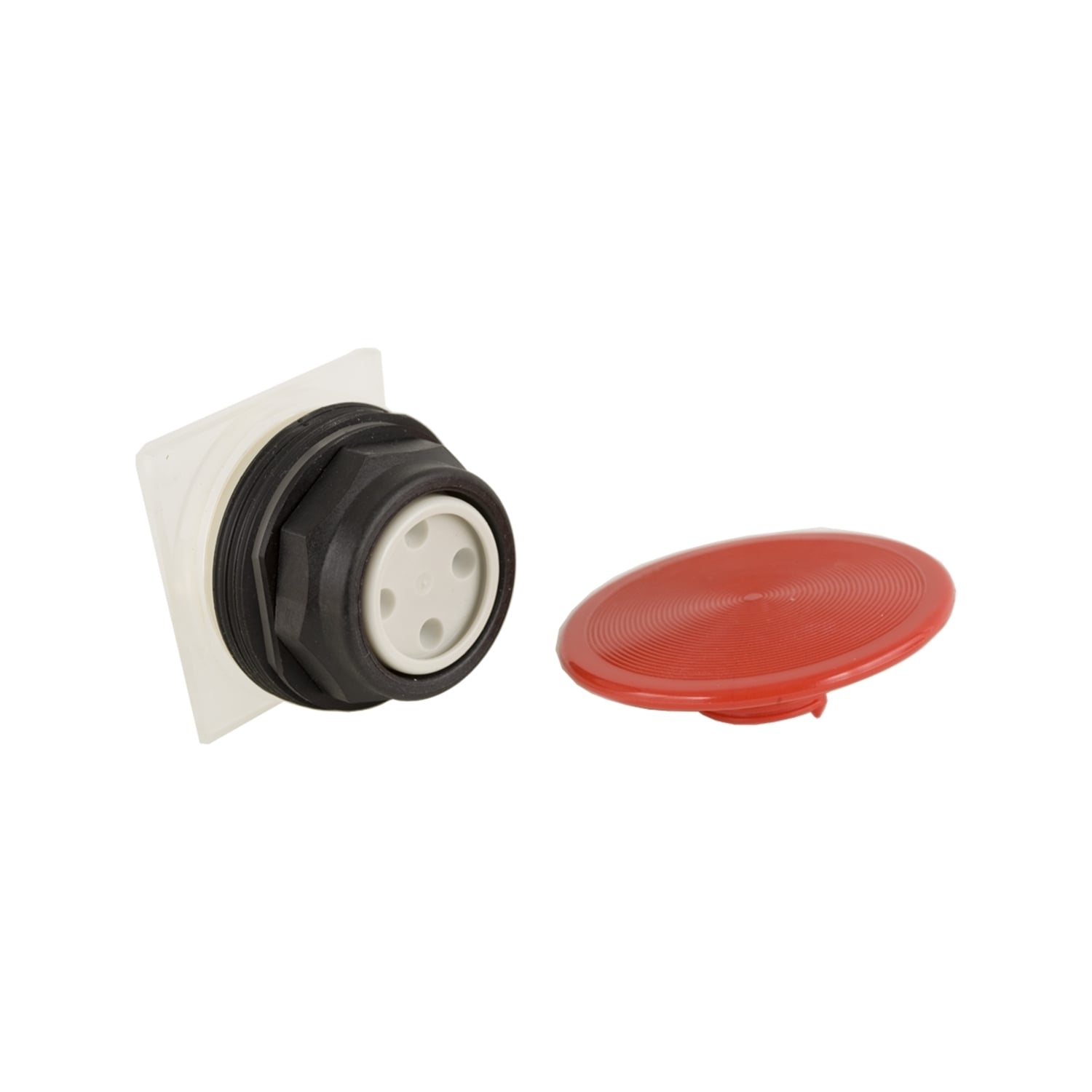 Push-button head, Harmony 9001SK, plastic, snap-in plastic mushroom 57mm, red, 30mm, spring return