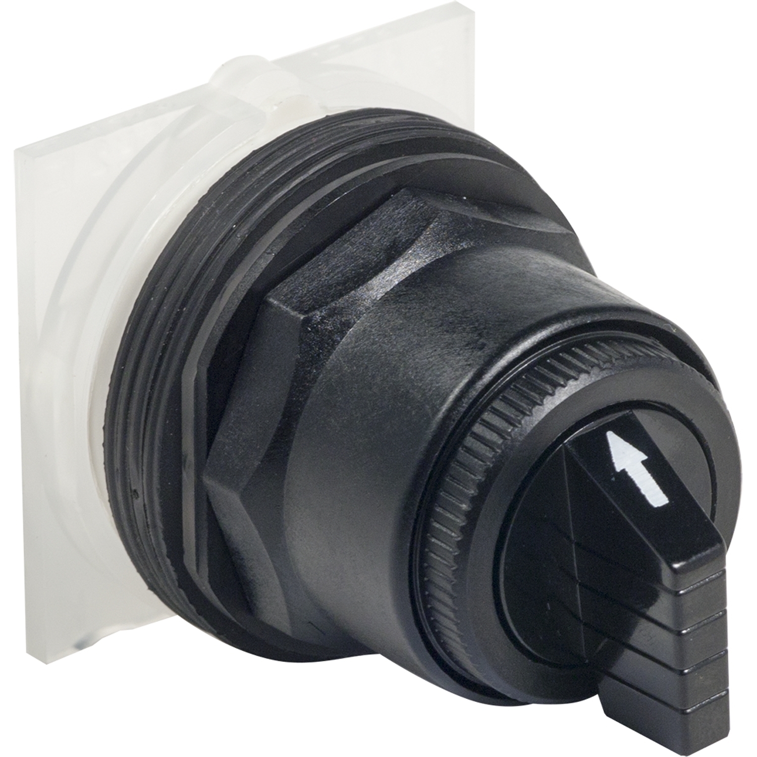 Selector switch head, Harmony 9001SK, plastic, standard handle, black, 30mm, 3 positions, spring return left to center