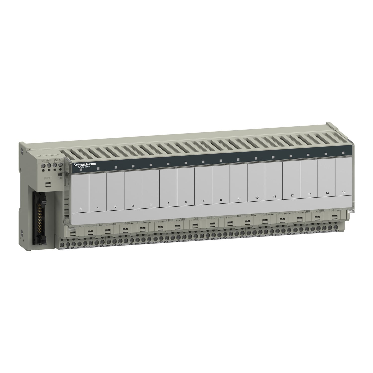 sub-base for plug-in relay ABE7 - 16 channels - fuses - relay 12.5 mm