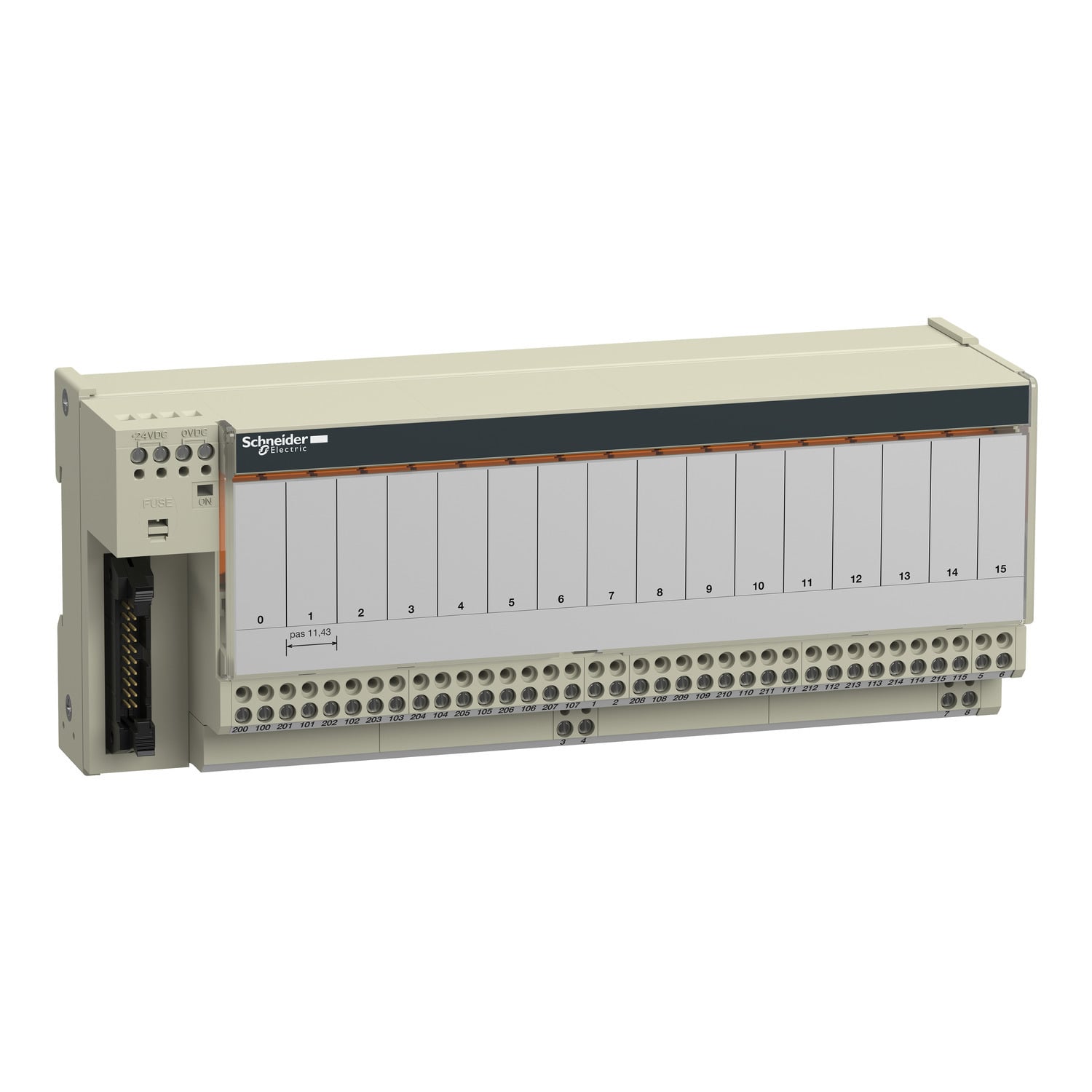Sub-base with plug-in electromechanical relay ABE7 - 16 channels - relay 10 mm