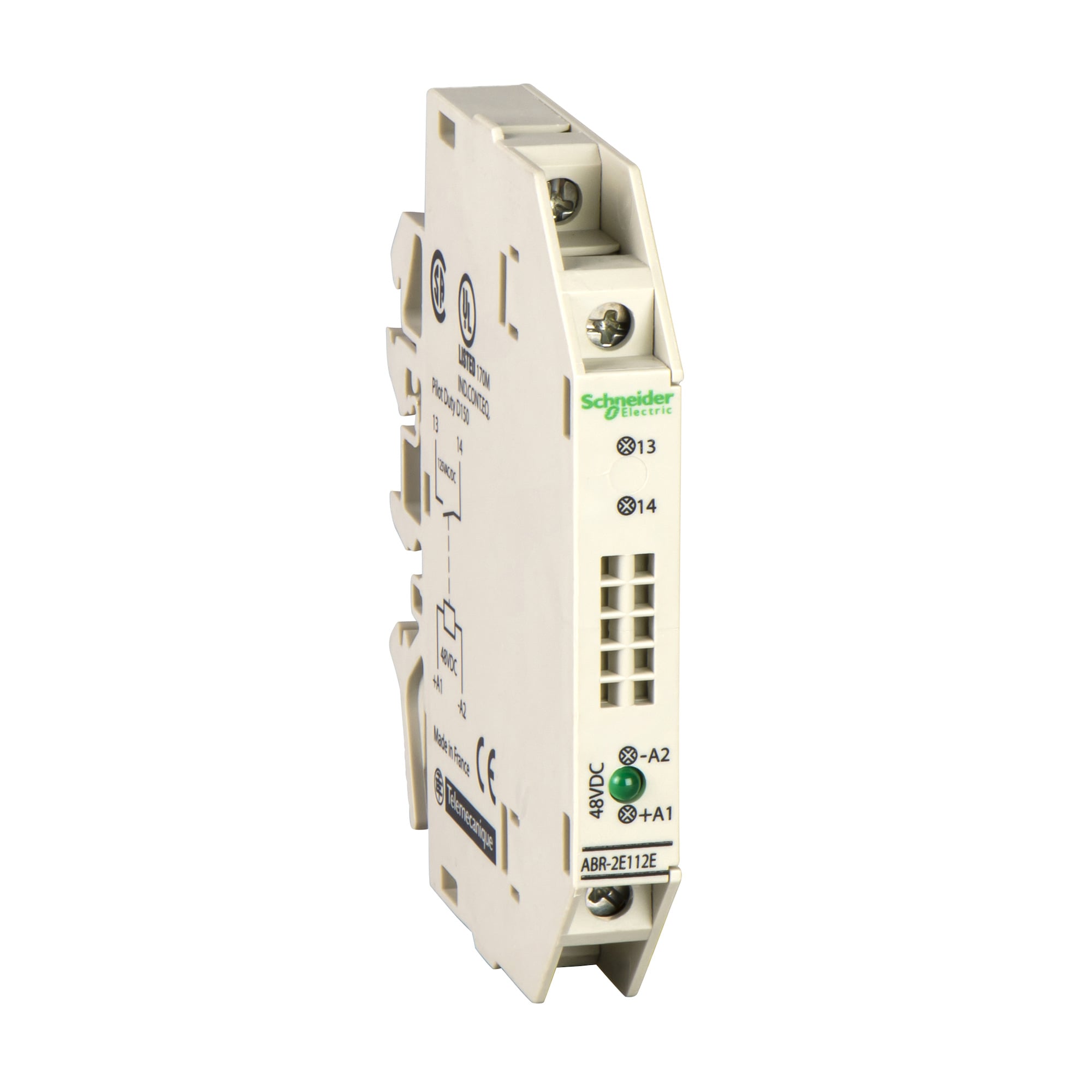 Schneider Electric,INTERFACE RELAY - ELECTROMECHANICAL,1 A conforming to IEC 60947-1,1 NO,125 V DC-140 V AC,asymmetrical DIN rail-combination rail-symmetrical DIN rail,set of 5,slim electromechanical input interface module
