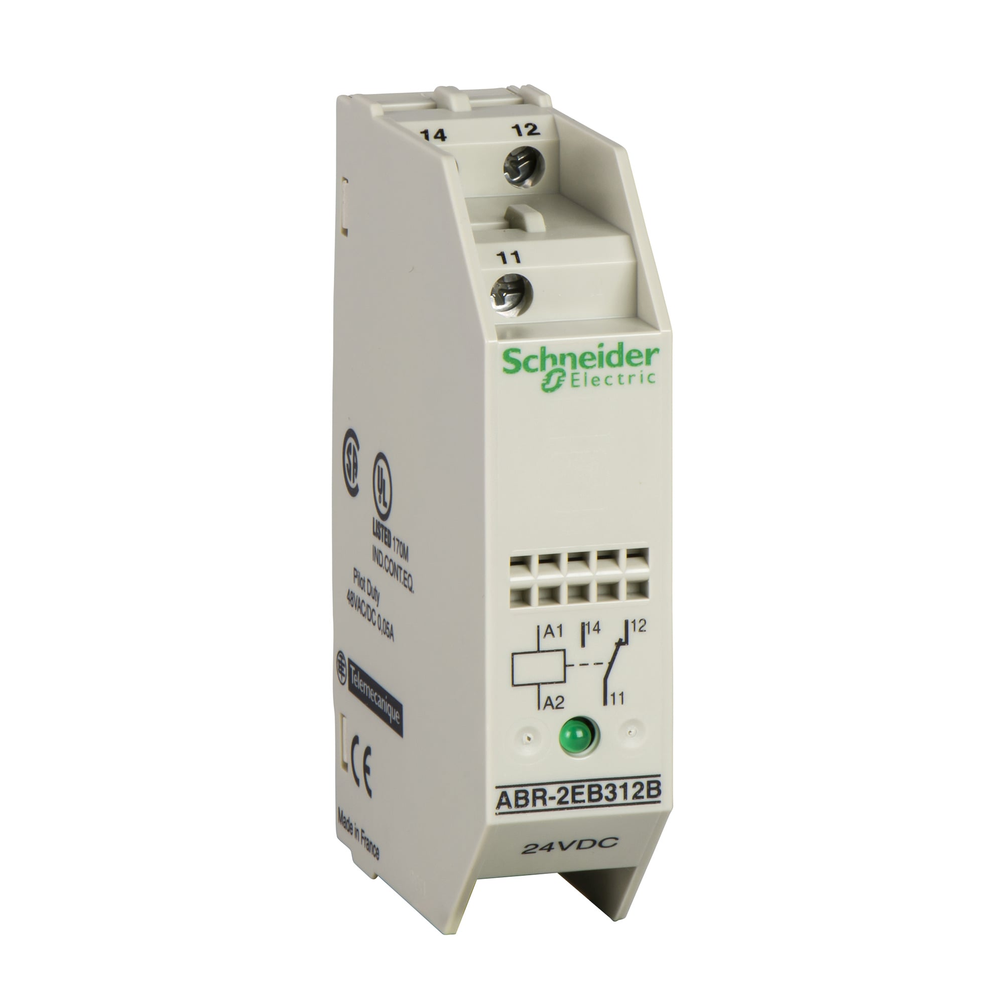 Schneider Electric,INTERFACE RELAY - ELECTROMECHANICAL,0.05 A conforming to IEC 60947-1,1 C/O,60 V DC-60 V AC,asymmetrical DIN rail-combination rail-symmetrical DIN rail,slim electromechanical input interface module